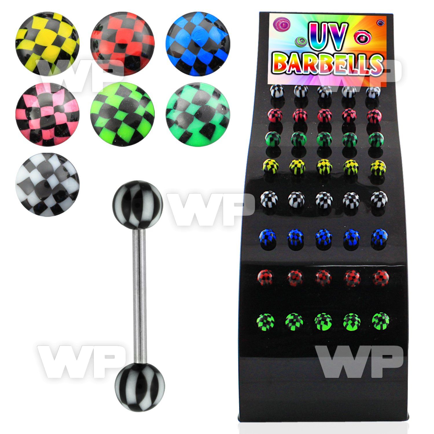 1441fs display w surgical steel tongue bar 1 6mm 6mm acrylic tongue piercing