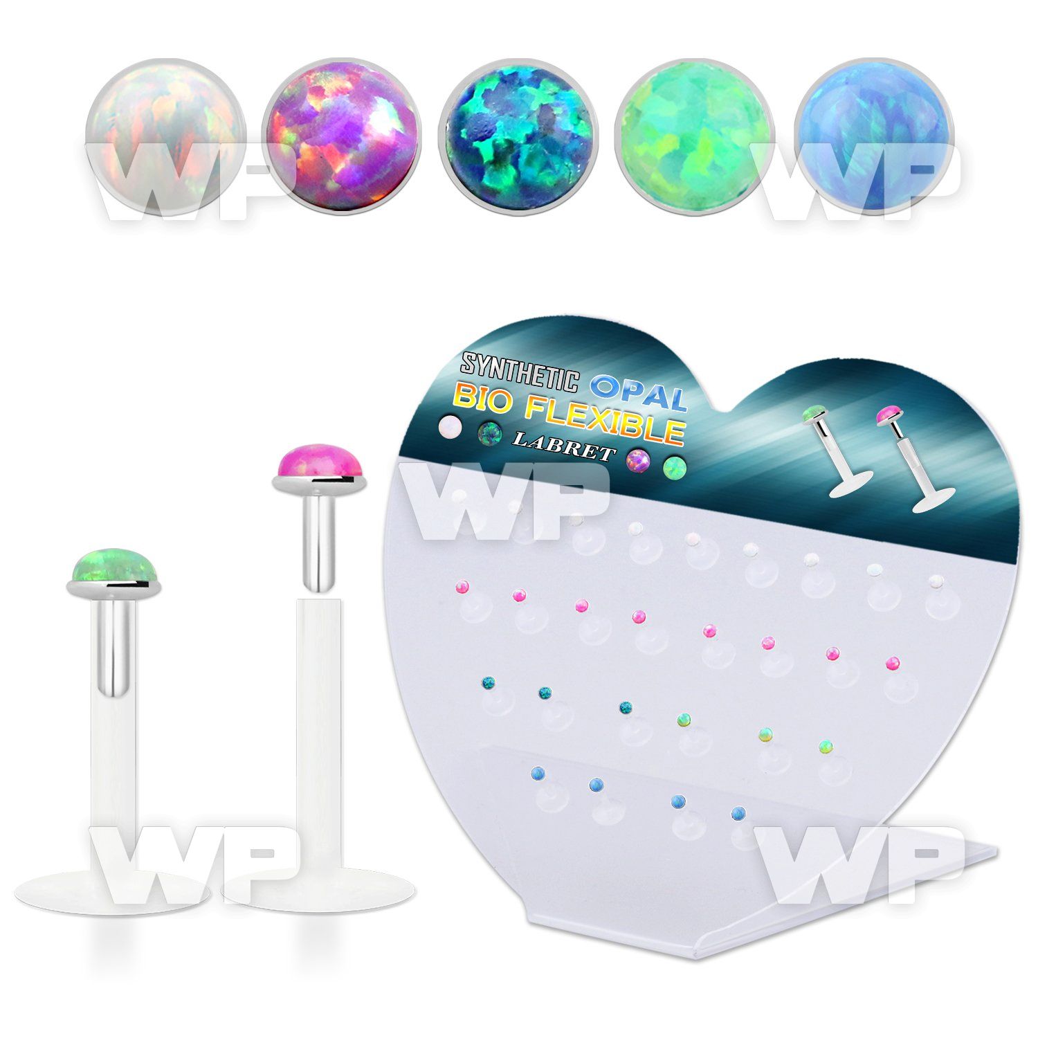 148b5k display w 27 pcs of clear bio flex labret studs w 1 5mm lower lip piercing