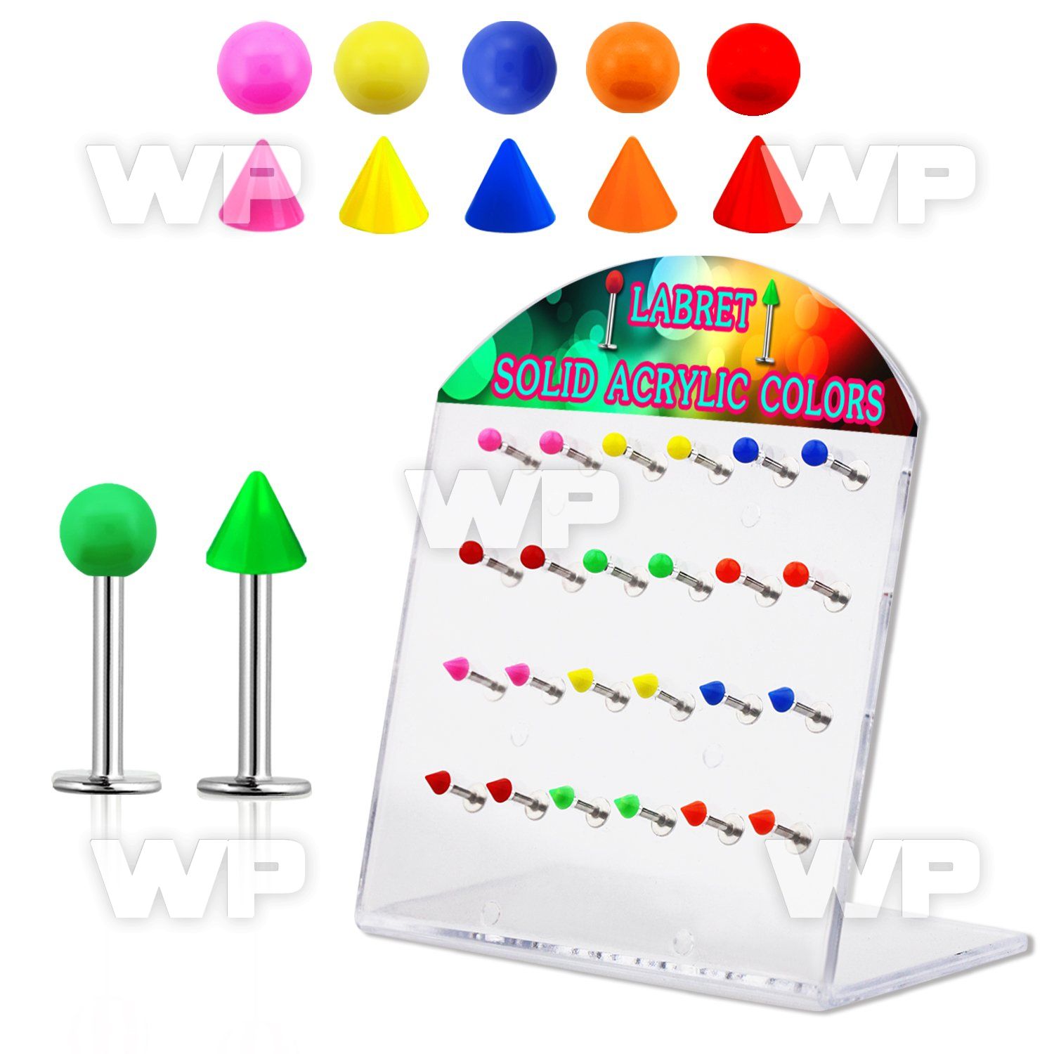 17649l box of surgical steel labret studs 1 2mm 3mm balls cone lower lip piercing