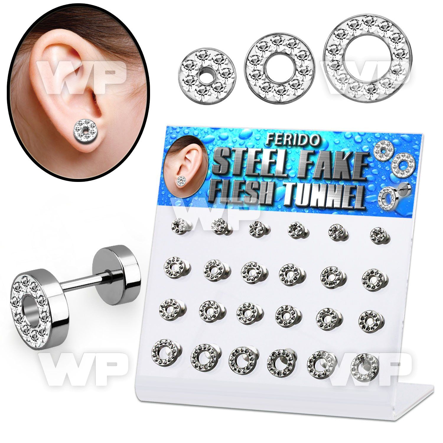 1764e0y display w high polish surgical steel fake cheater flesh ear lobe piercing