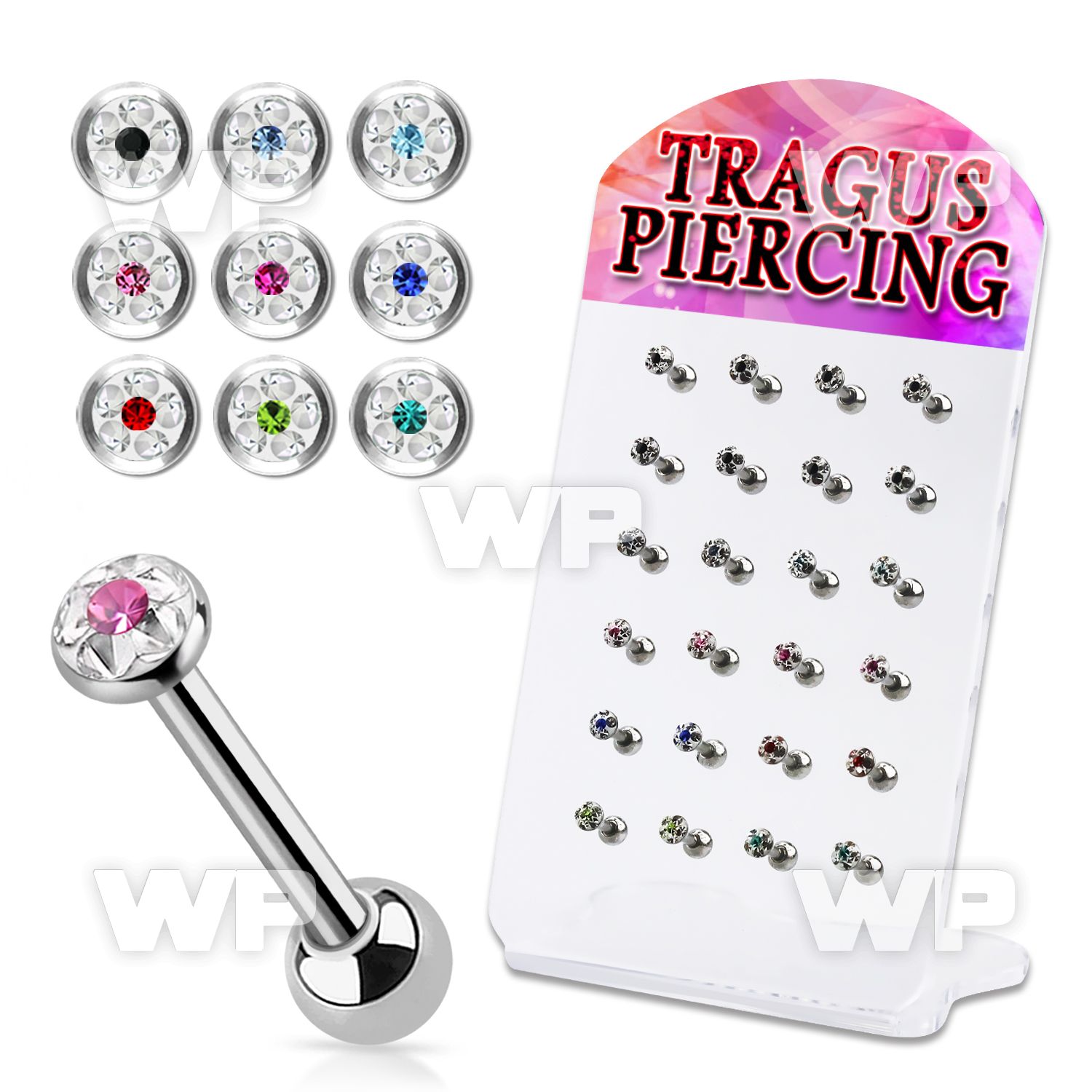 1764eet small display w surgical steel tragus barbells 16g 1 2mm 