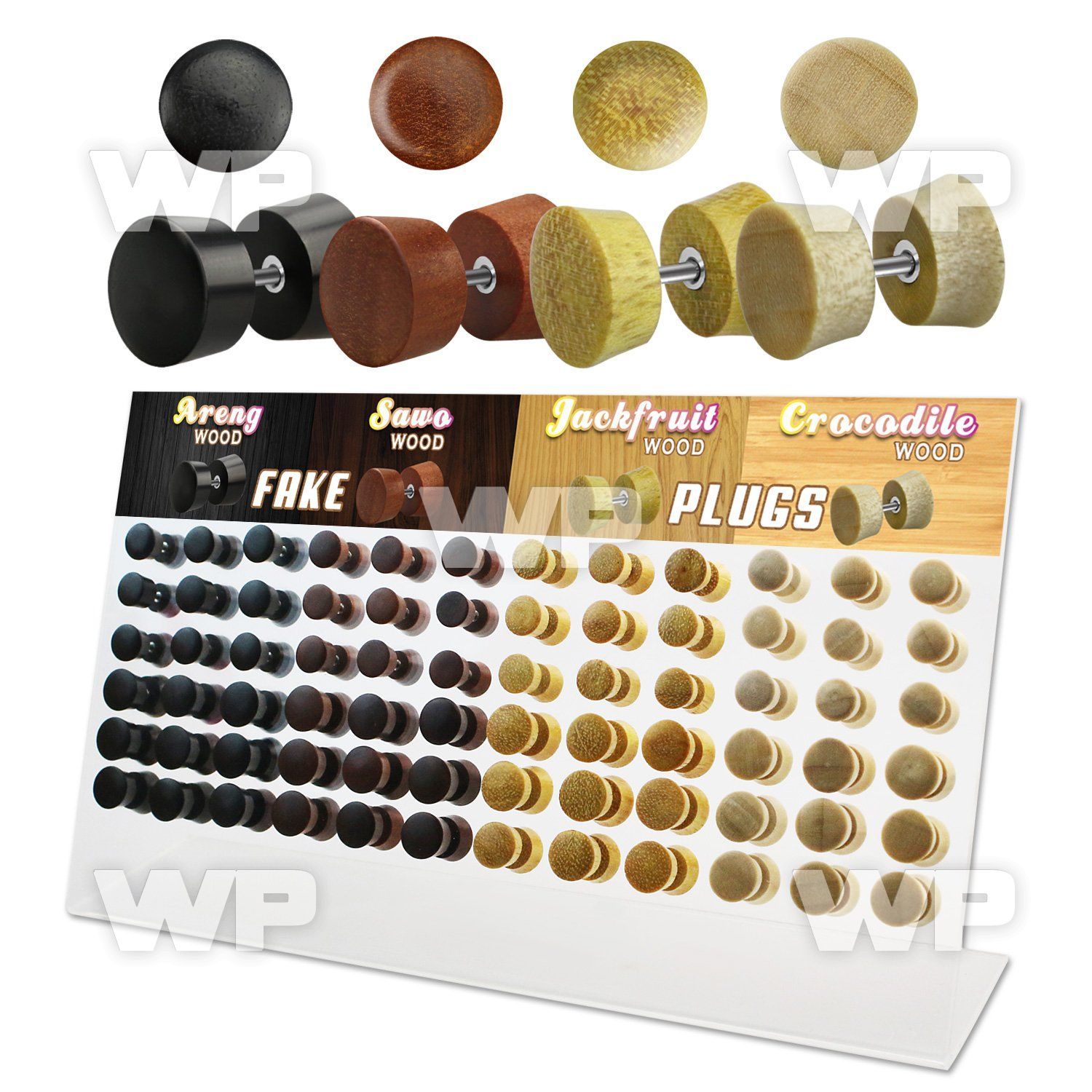 1764etz display w of black areng sawo crocodile jackfruit woo ear lobe piercing