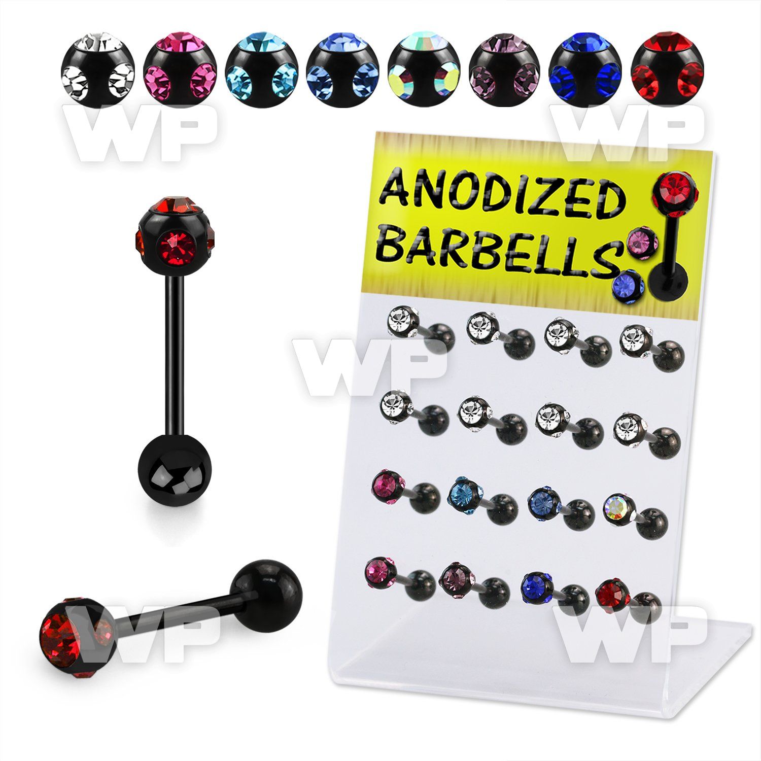 1764k display 16 pcs of black ion plated surigcal steel tongue tongue piercing