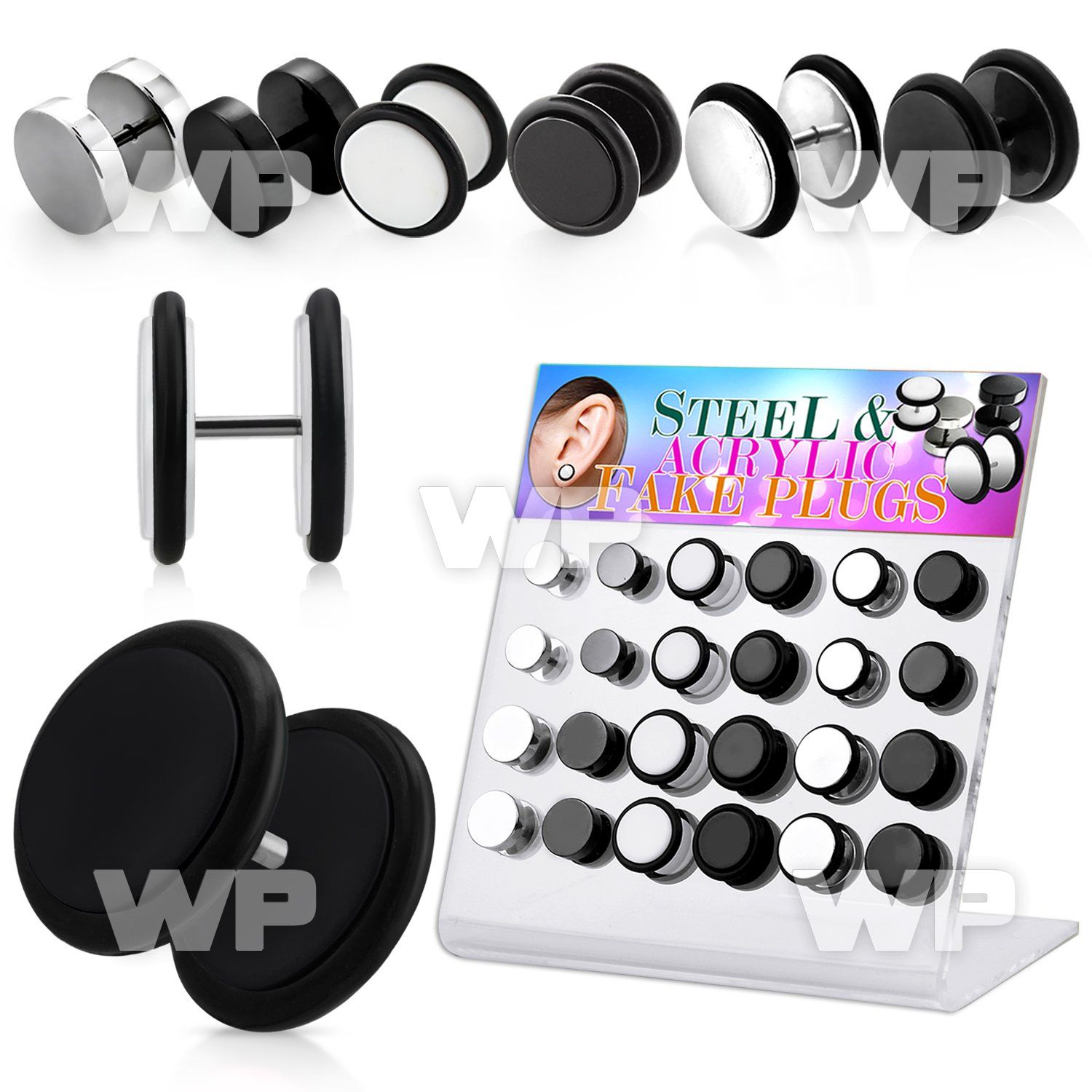 1764sp display w mixed acrylic implant grade steel fake cheate belly piercing