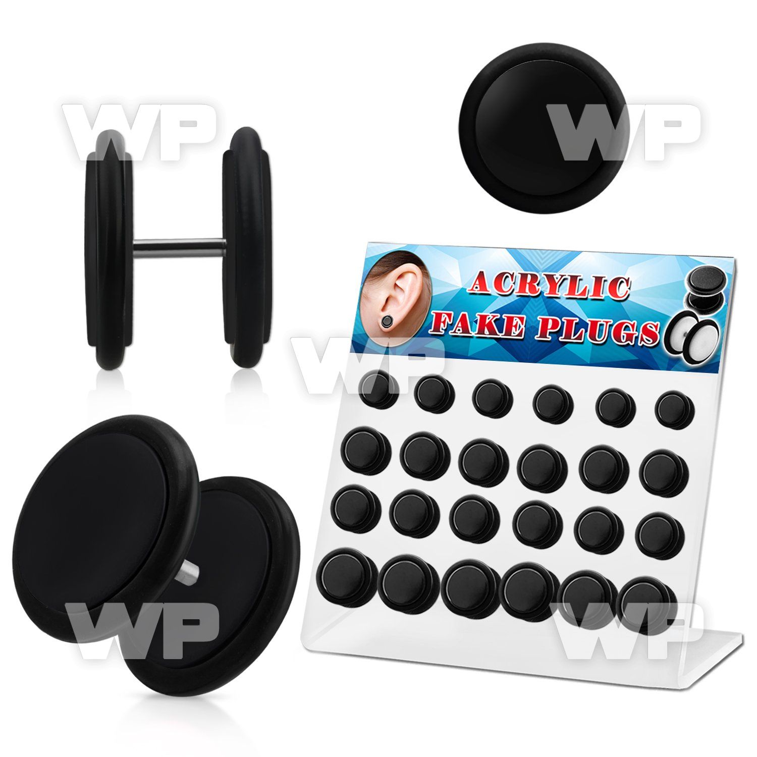 1764sy display w acrylic fake plugs o ring s size 6mm 10mm belly piercing