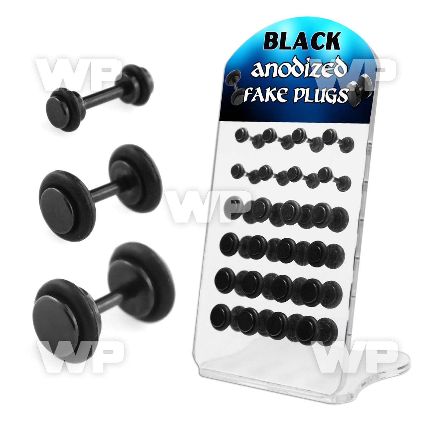 1764y9 small display w ion plated steel fake plugs silicon o rin belly piercing