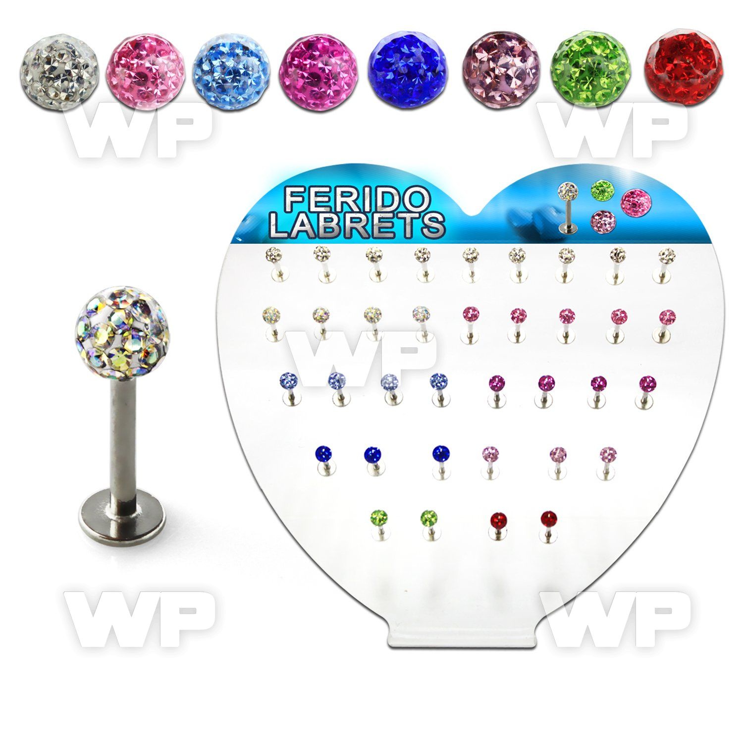 1764yy heart shape display w surgical steel labret studs 1 2mm lower lip piercing