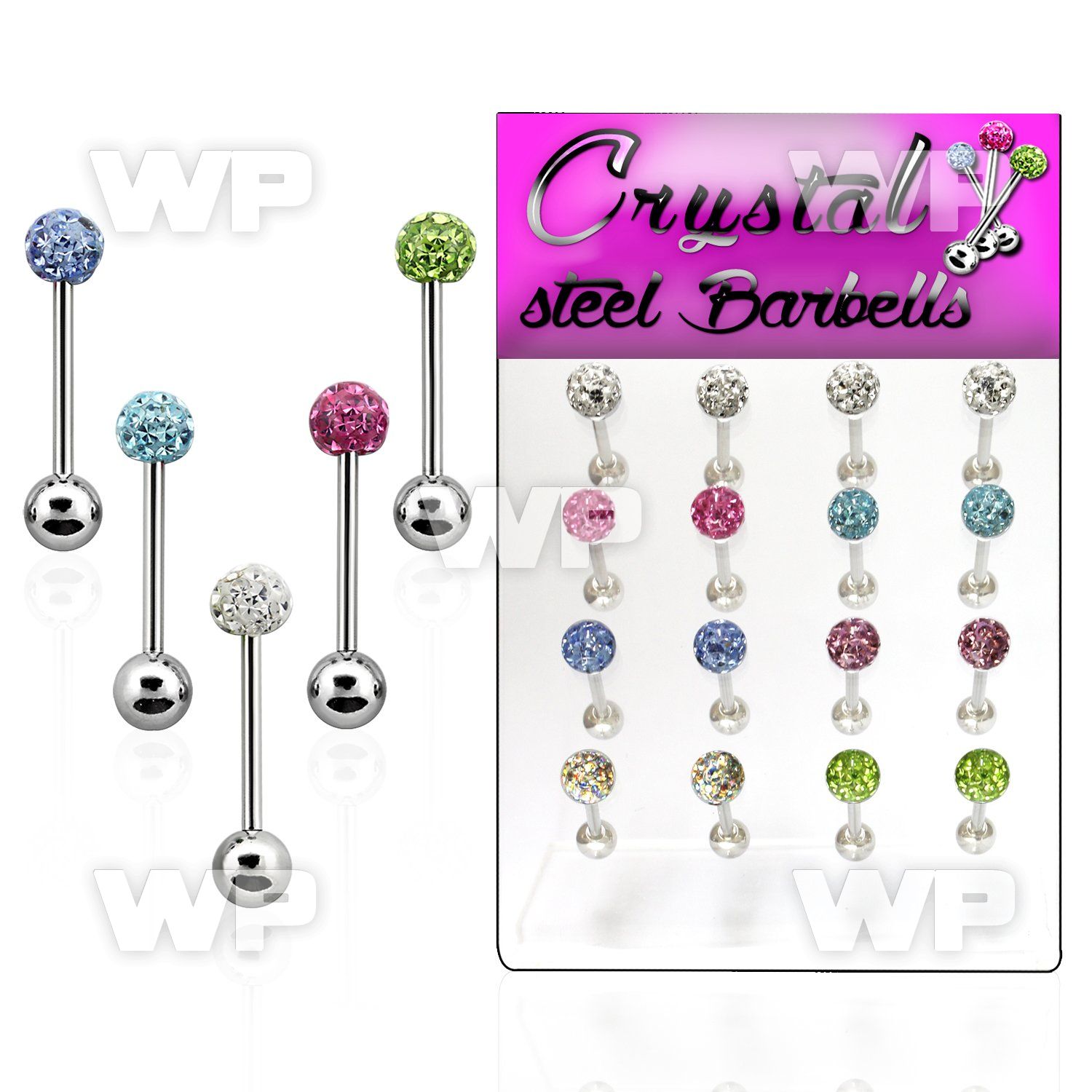 1764zt display 16 pcs surgical steel tongue bar 1 6mm 6mm ball tongue piercing