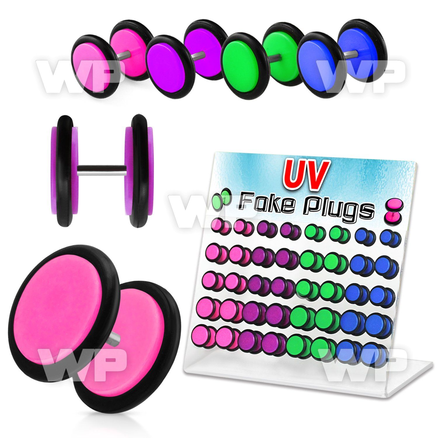 1768ms display w acrylic uv fake cheater plugs o ring s size 6mm belly piercing