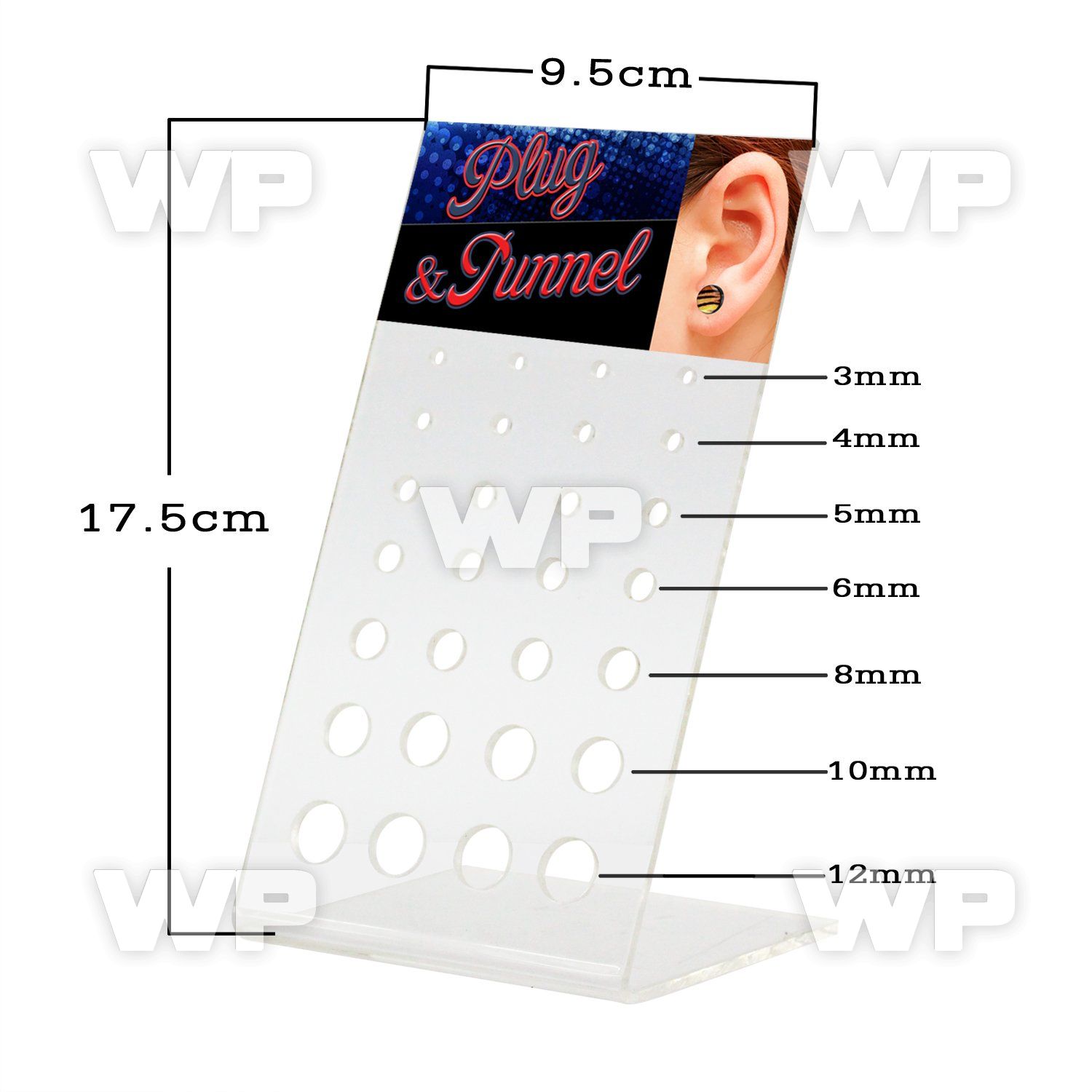176zp clear acrylic empty display 28 holes for screw fit or sin belly piercing