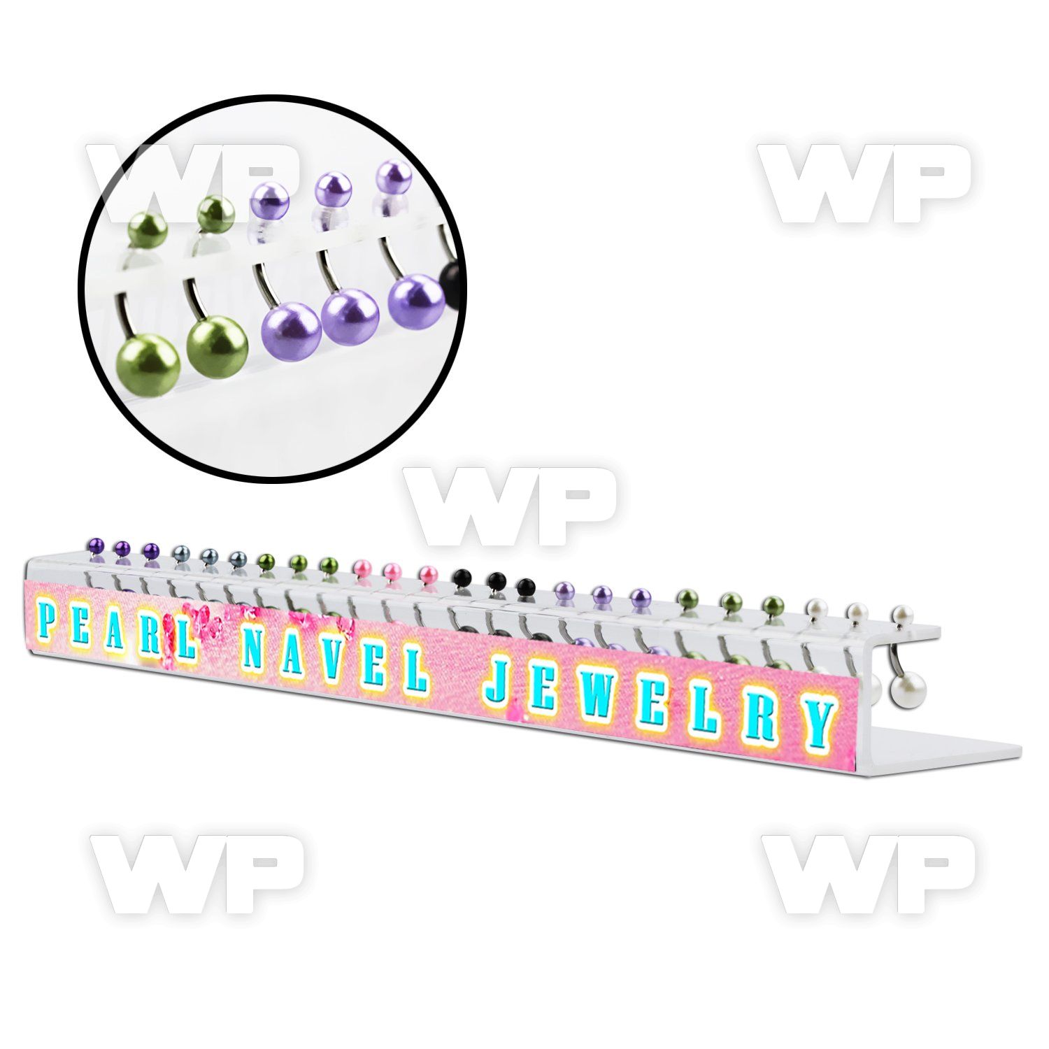 17ma display w steel belly ring faux pearl ballssized 5mm belly piercing