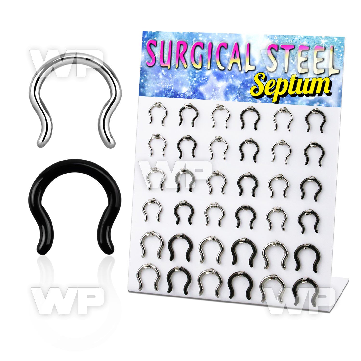 17miely display w black ion plated 316l steel septum piercing ear lobe piercing