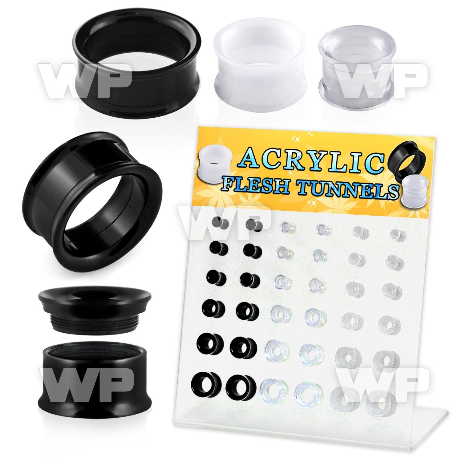 17miyt4 display w double flare acrylic flesh tunnel internal scre ear lobe piercing