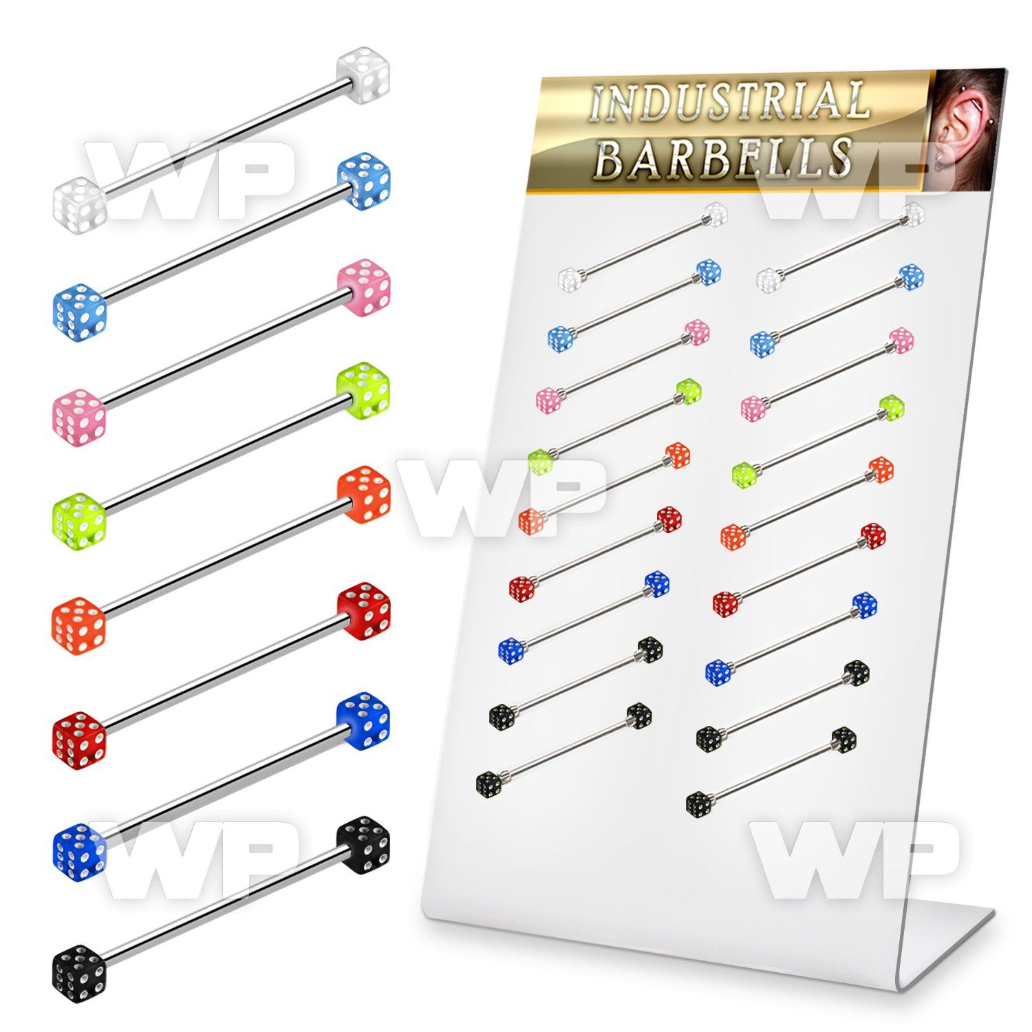 18u1ez display with of 316l steel industrial barbells 1 6mm 4mm 
