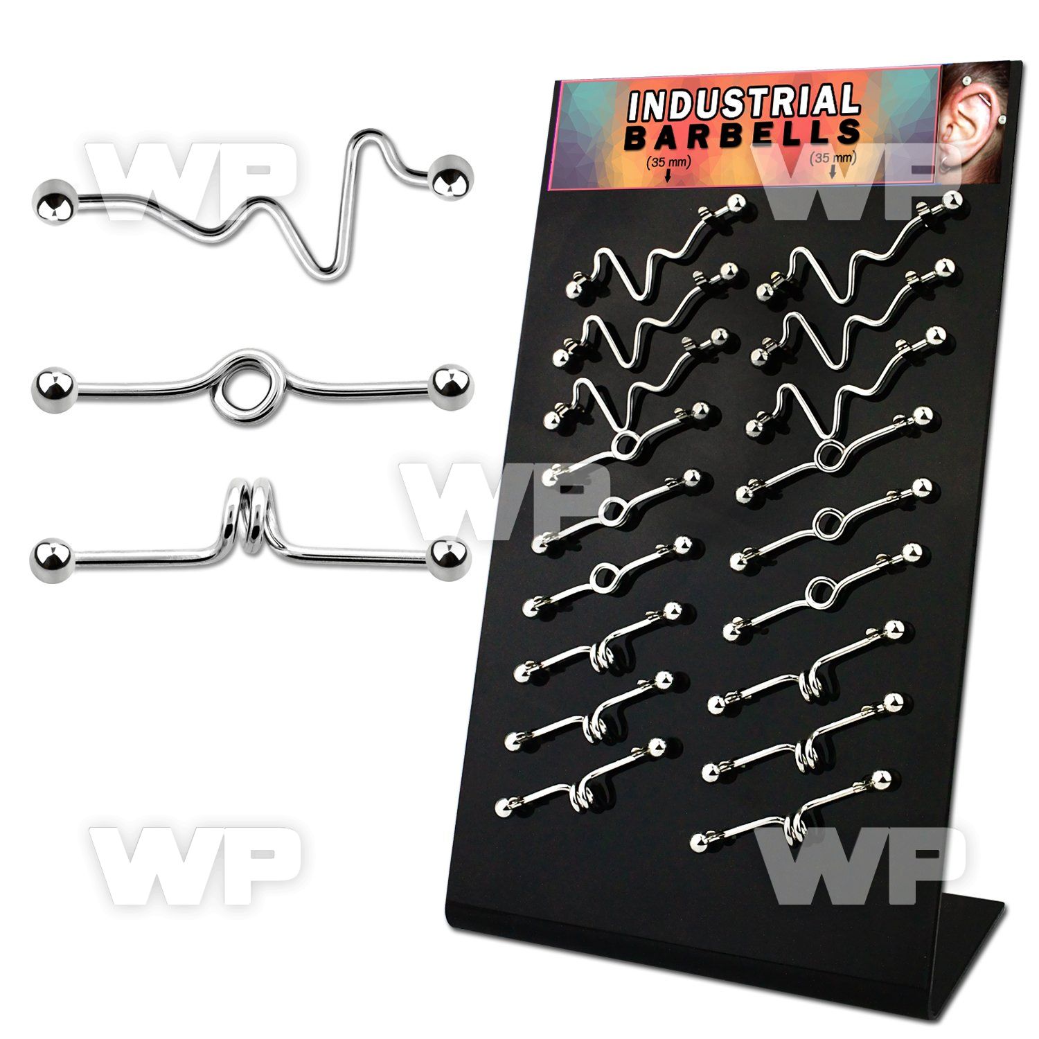 18u1l black display with of 316l steel industrial barbells 1 6 ear piercing others