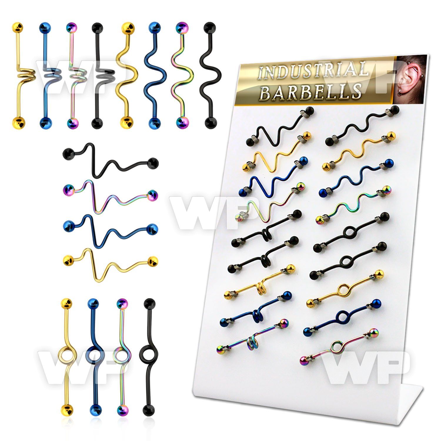 18u1t display with of ion plated surgical steel industrial barb 