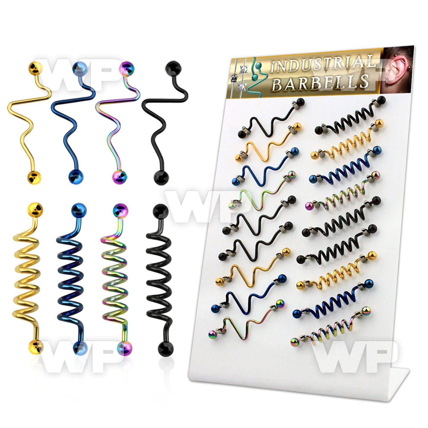 18u1z display 18 pcs of ion plated surgical steel coil zig za 