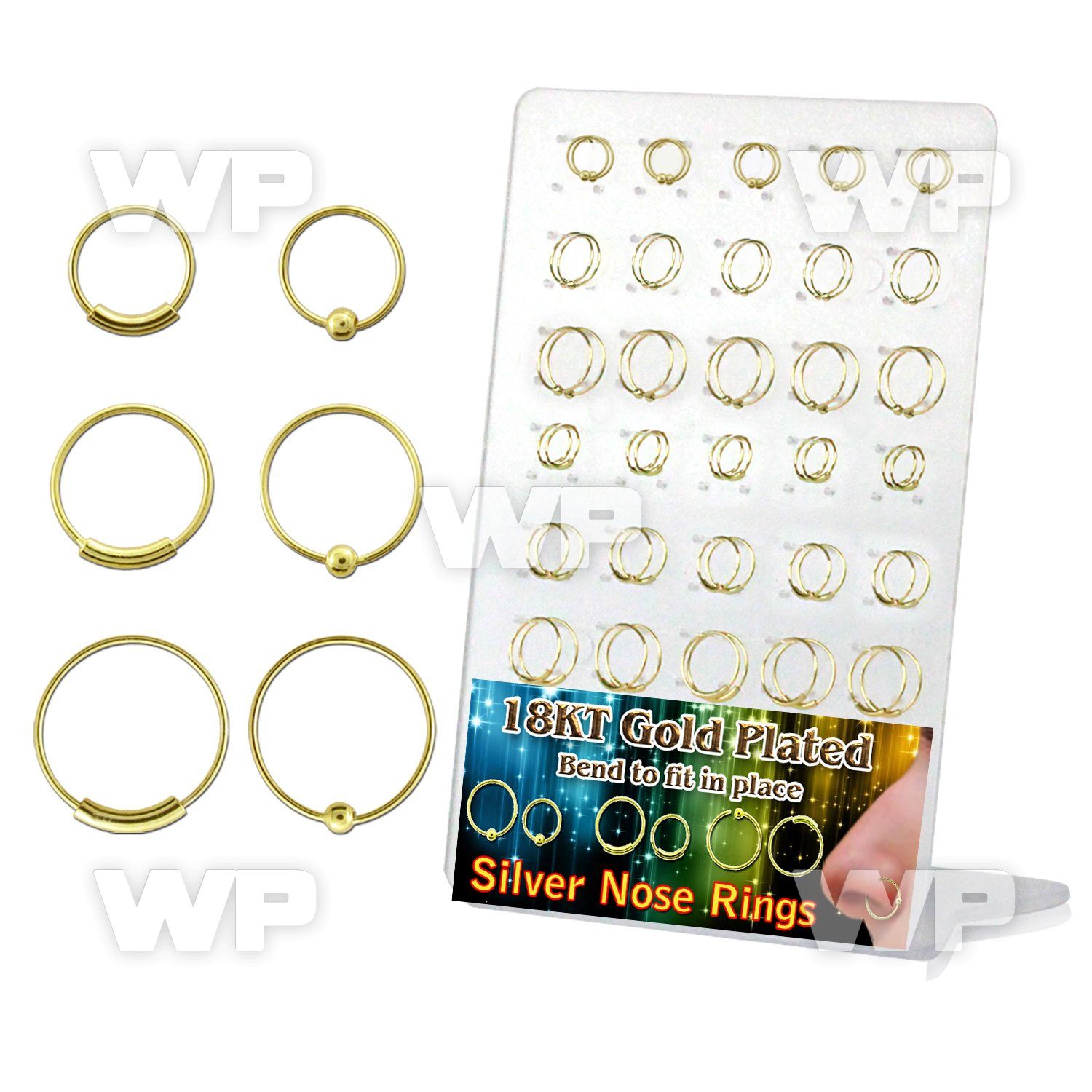 1etiux board 60pcs of silver 925 nose ring s ball out real nose piercing