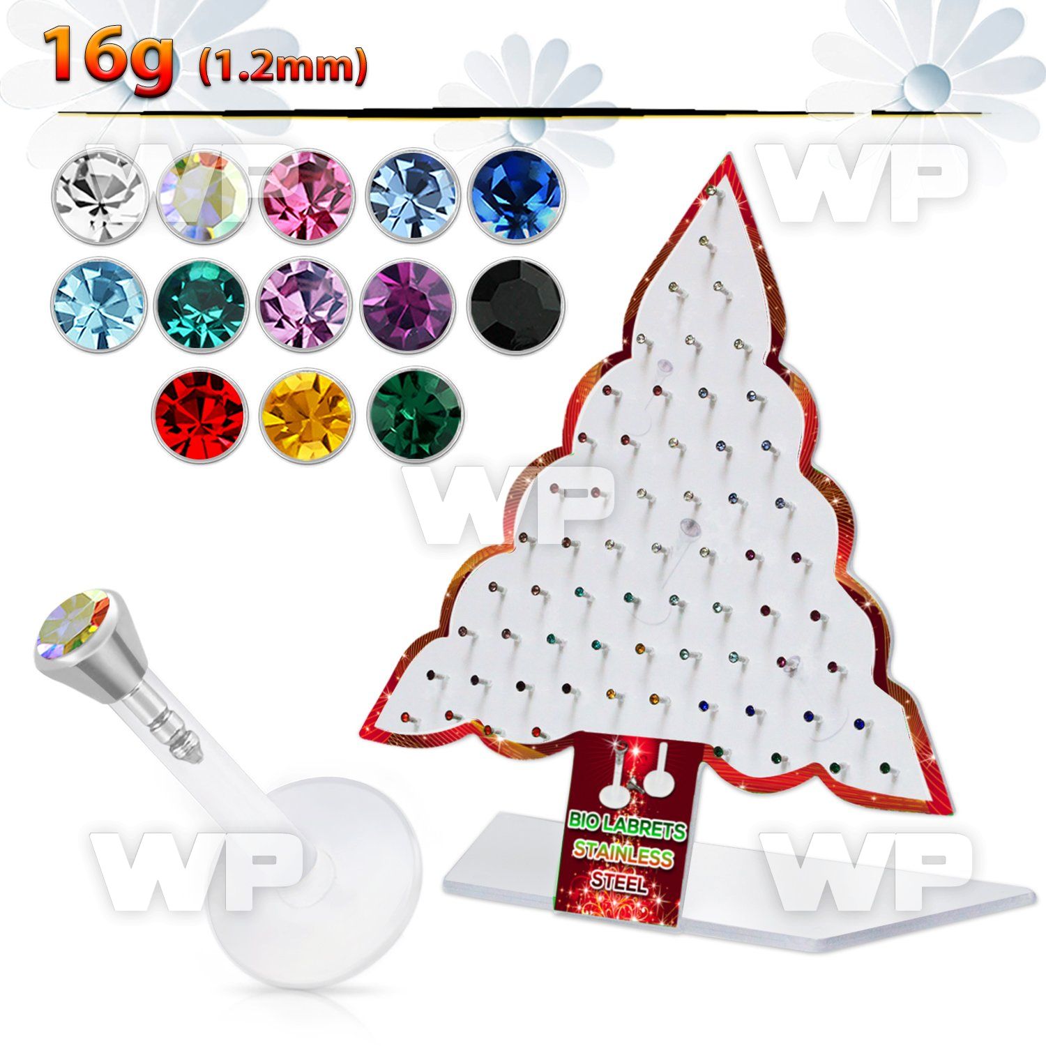 1fj730 display w bio flex labret 1 2mm 2 5mm push in jewel flat lower lip piercing