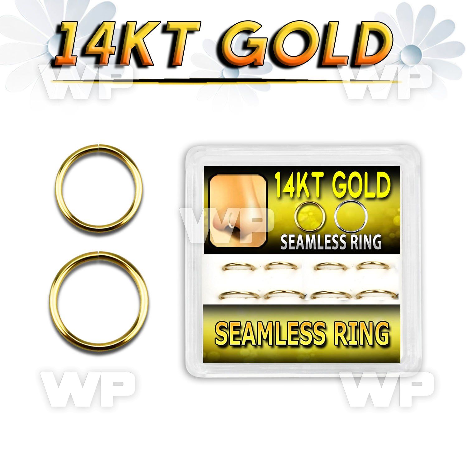1i3wbe box 8 pcs of 14kt gold seamless ring 0 8mm an outer nose piercing