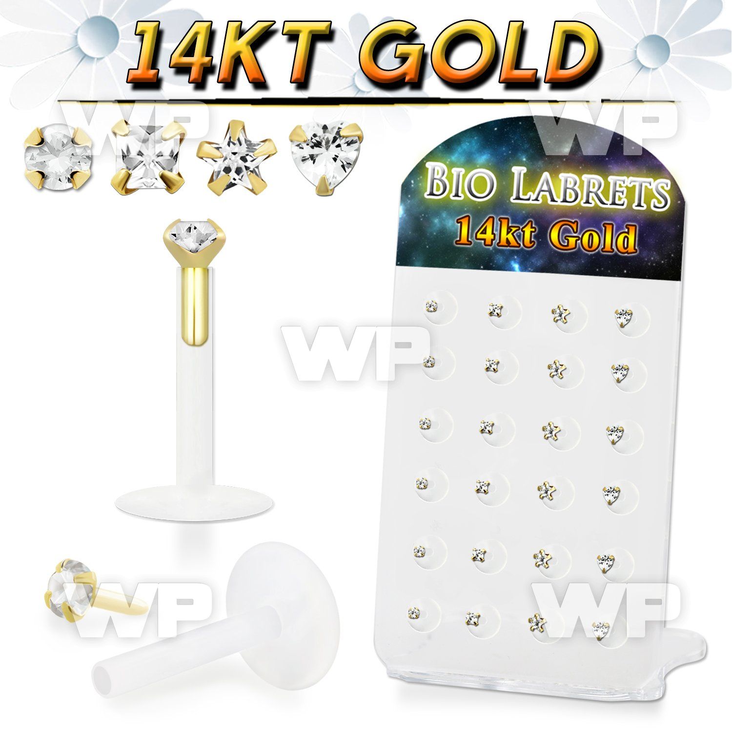 1i48g6 board w bio flex labret stud 1 2mm push in solid 14k gol lower lip piercing