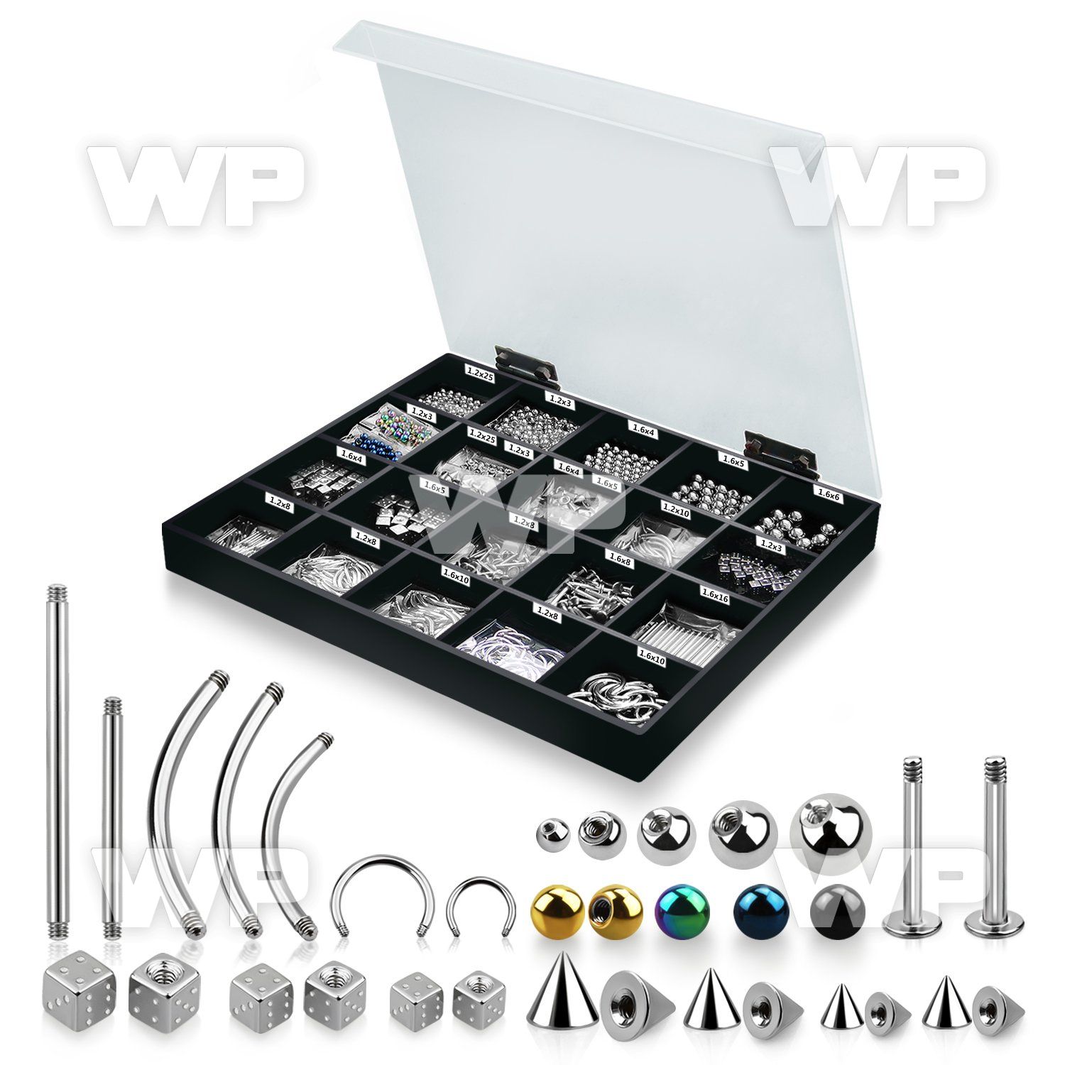 1j4cez display 945 pcs of assorted surgical steel body jewelry belly piercing