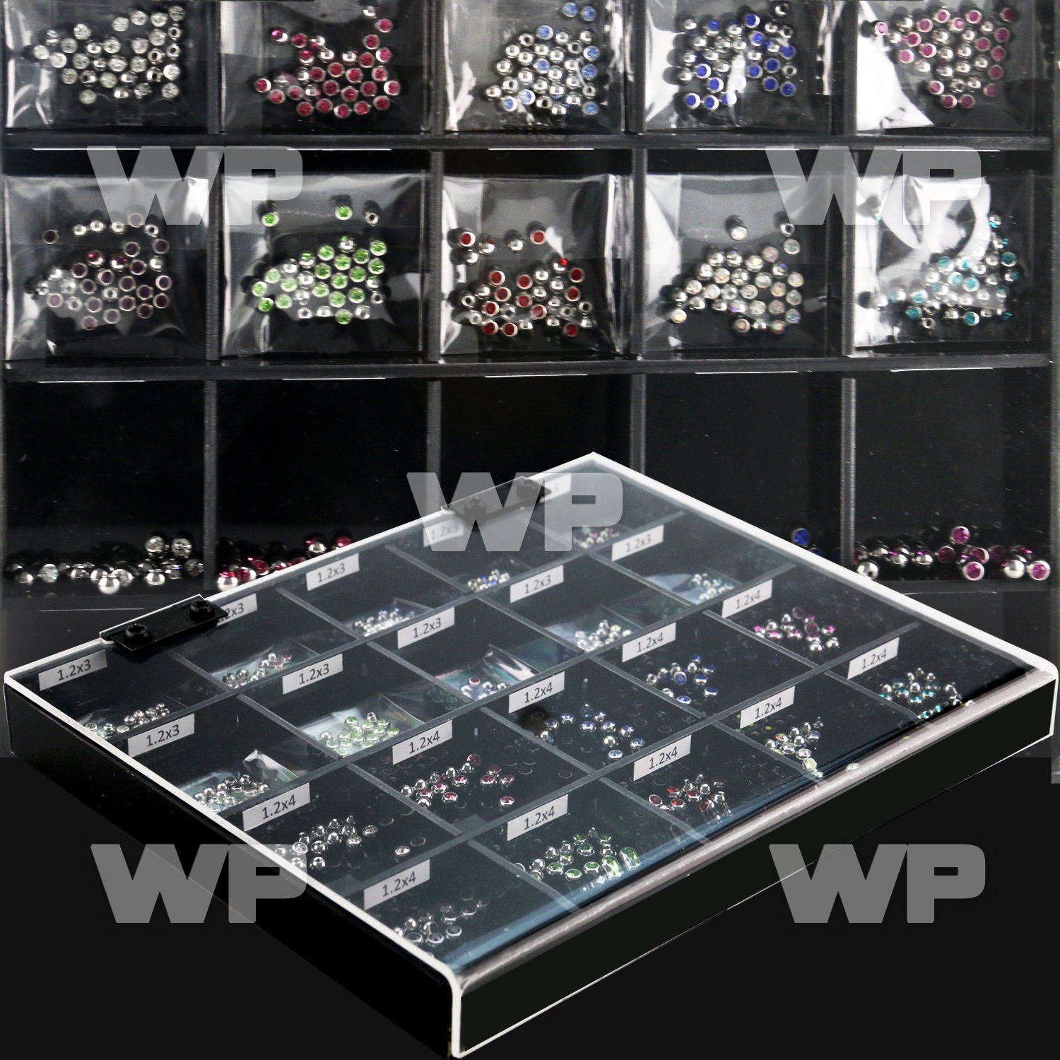 1j4cs box w 3mm 4mm press fit jewel balls 1 2mm threading belly piercing