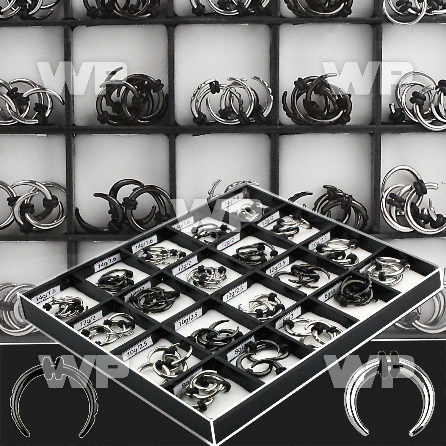 1j4cz0 box w of assorted surgical steel ion plated surgical ear lobe piercing