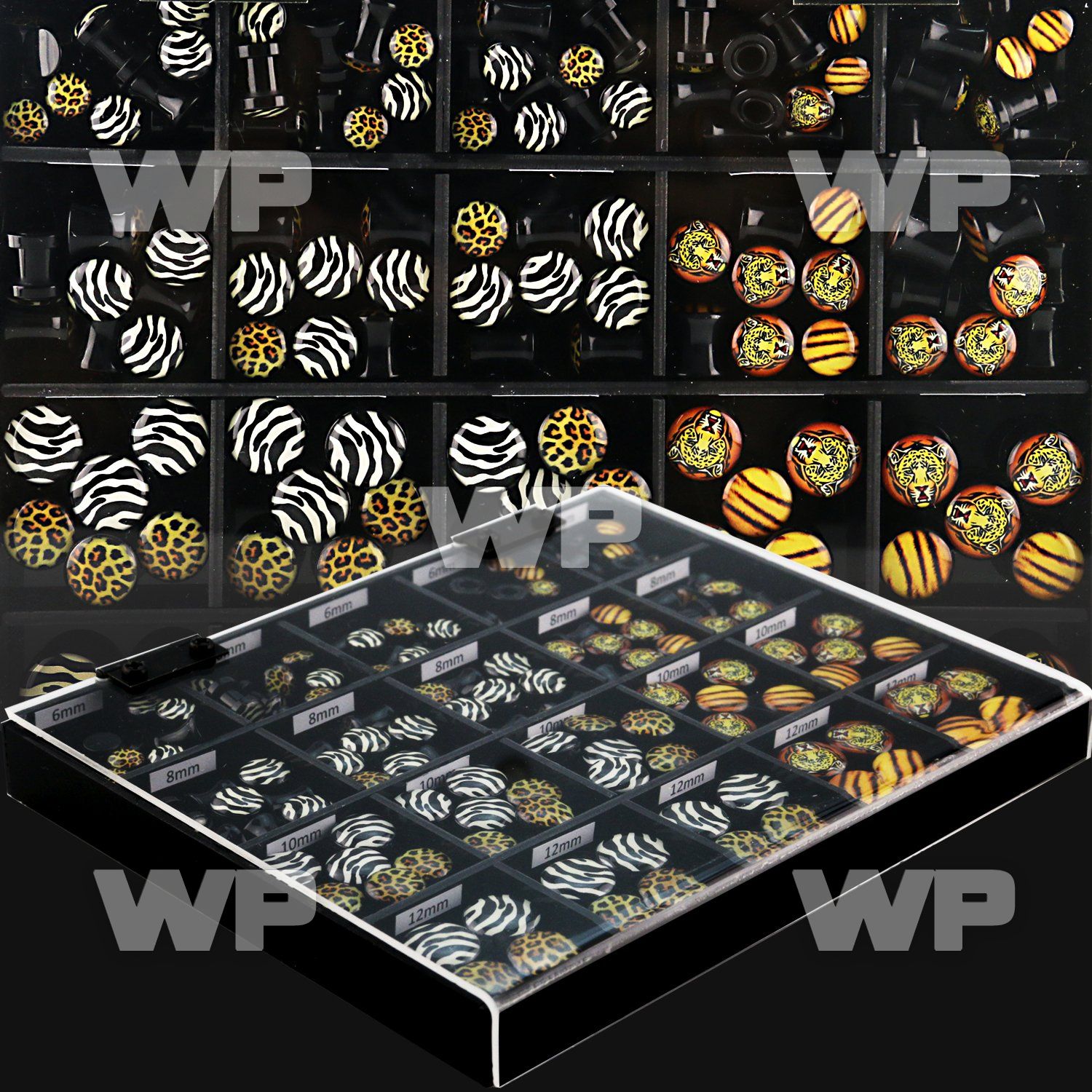 1j4czs box w acrylic logo plug screw fit solid plugs animal ear lobe piercing