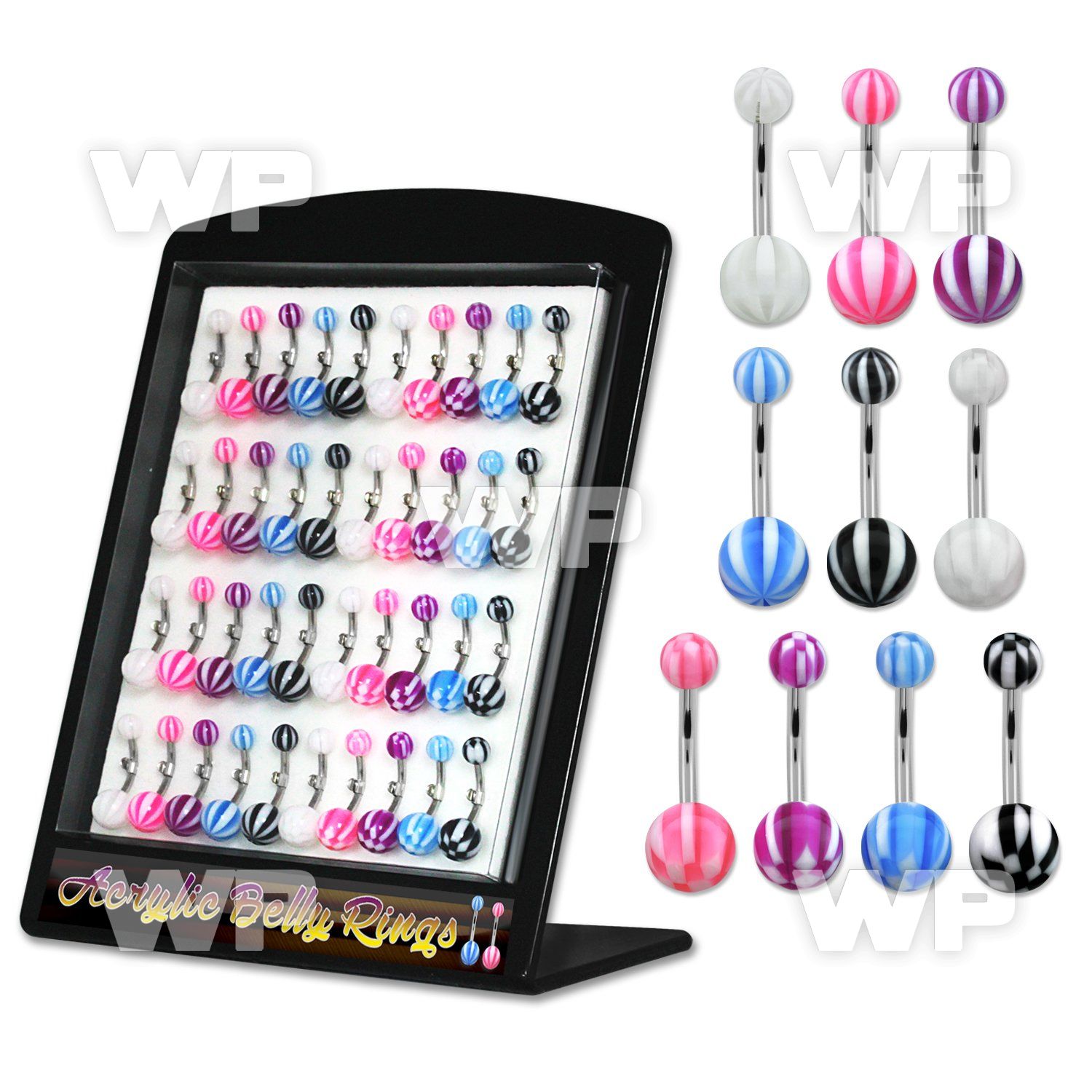 1j4u7e display w of steel belly bananas 1 6mm 5mm 8mm acrylic belly piercing