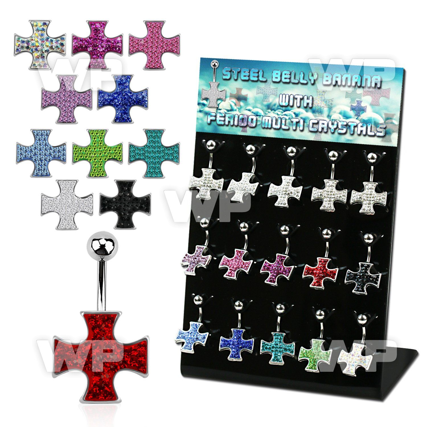 1j8ft4 display w 316l steel belly bananas 1 6mm ferido glued belly piercing