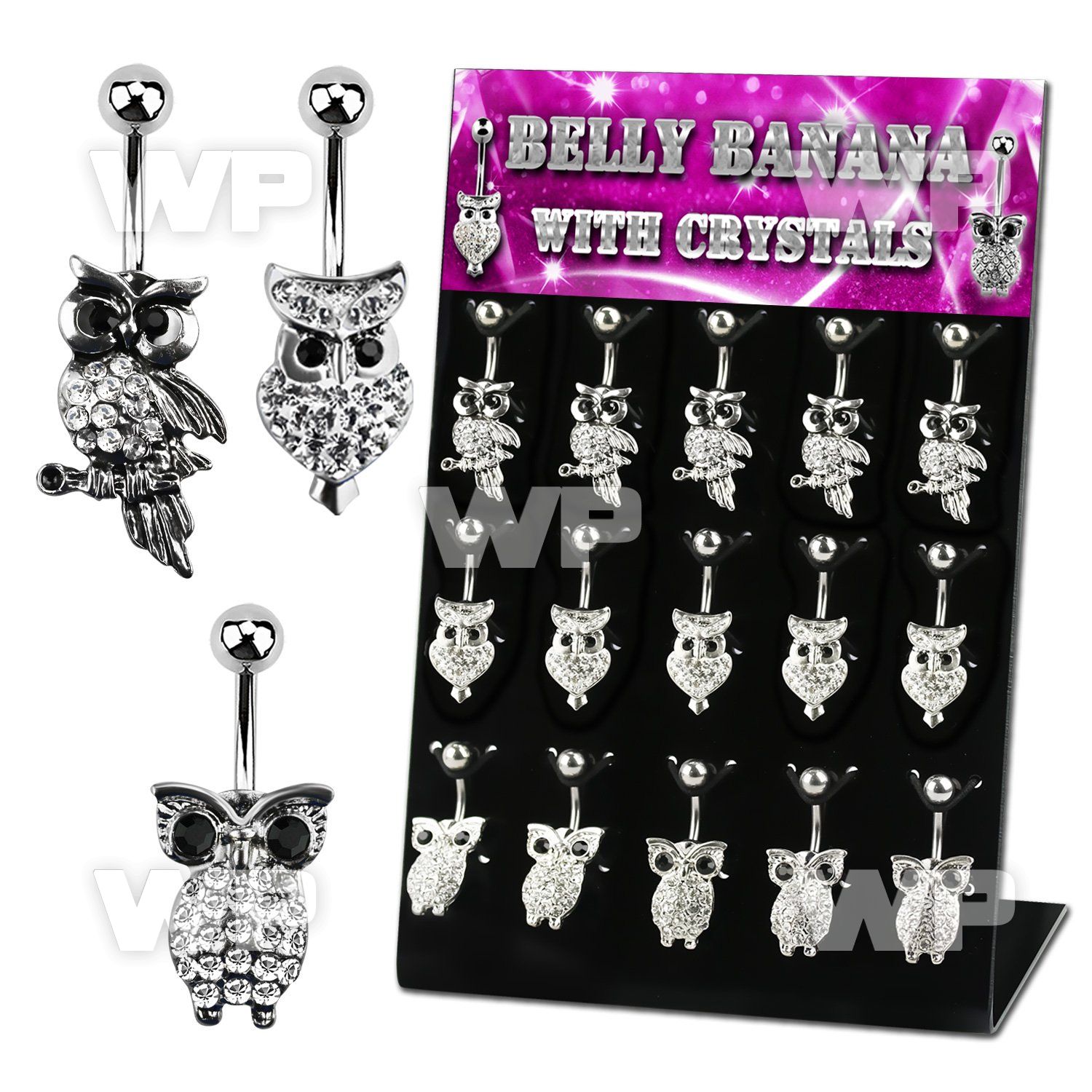 1j8fy4 display w 316l steel belly bananas 1 6mm three assorted belly piercing