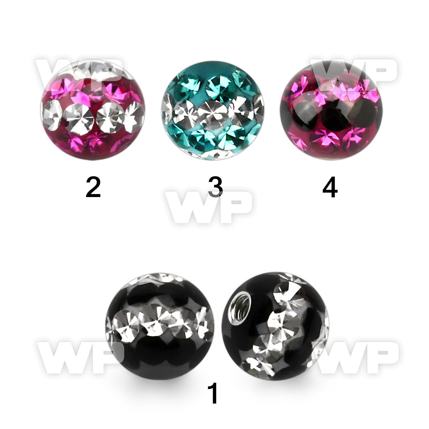 1jdas 5mm ball ferido glued multi crystalstriple line design belly piercing
