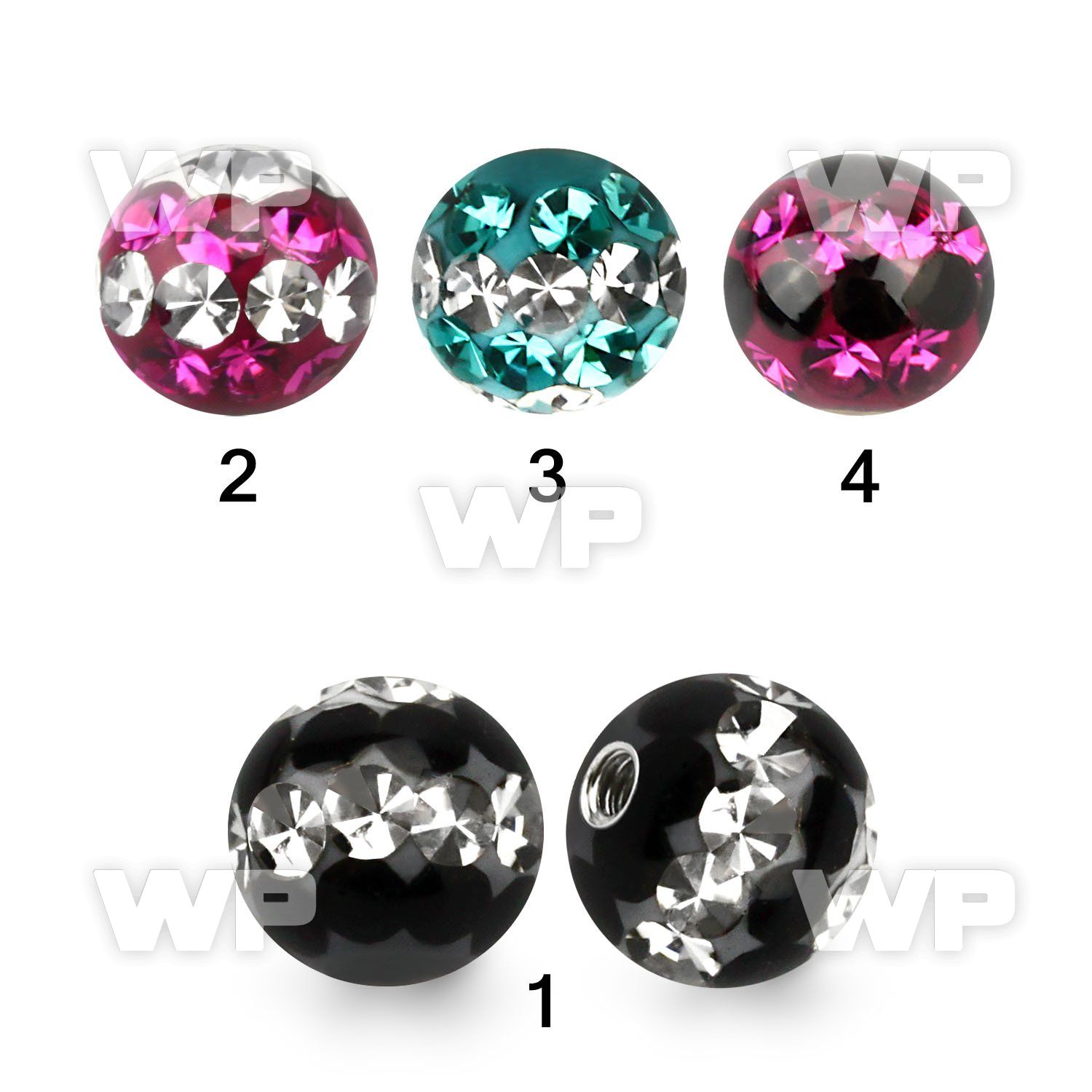 1jday 6mm ball ferido glued multi crystalstriple line design belly piercing