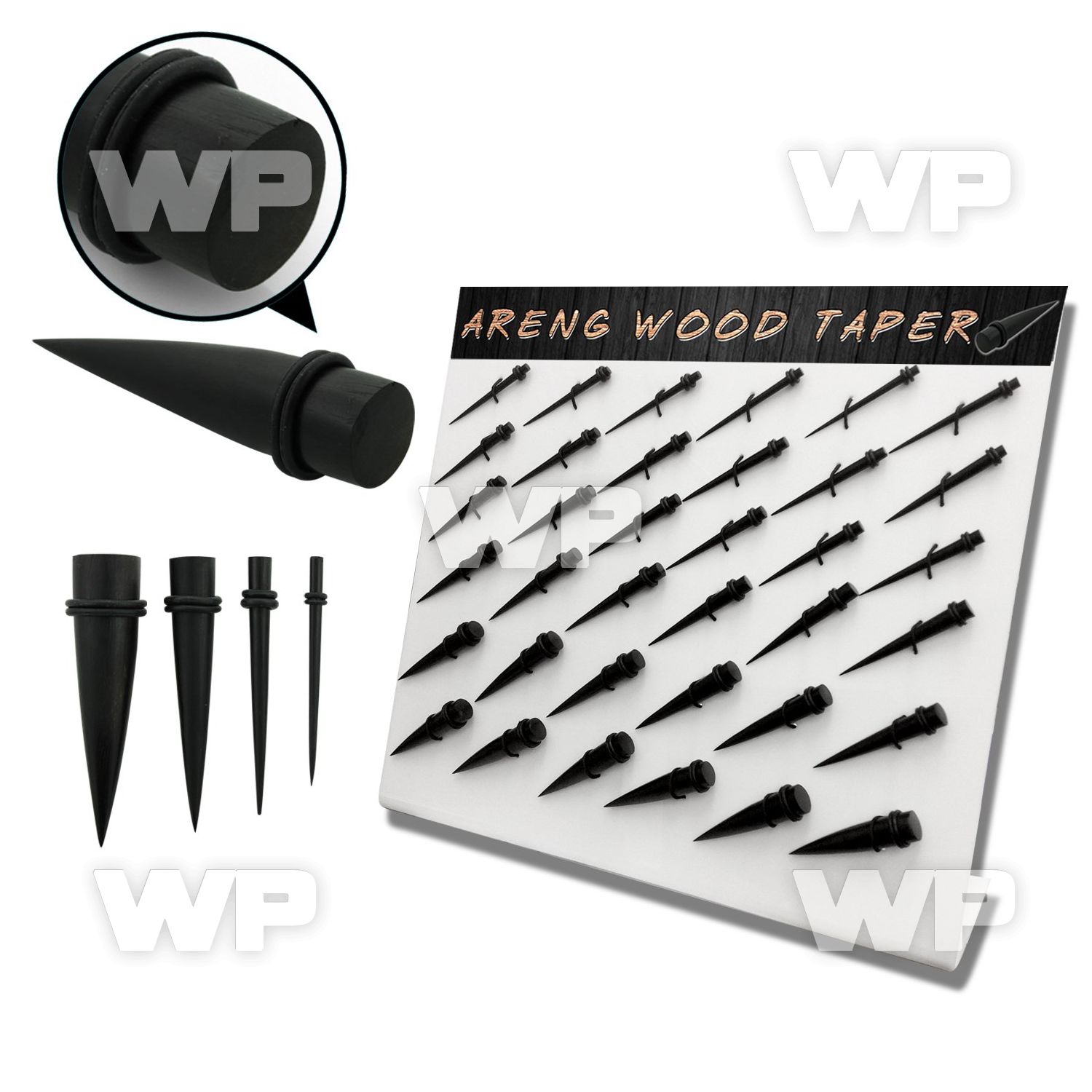 1jfm9 display w black areng wood tapers silicon o ring size 8g ear lobe piercing