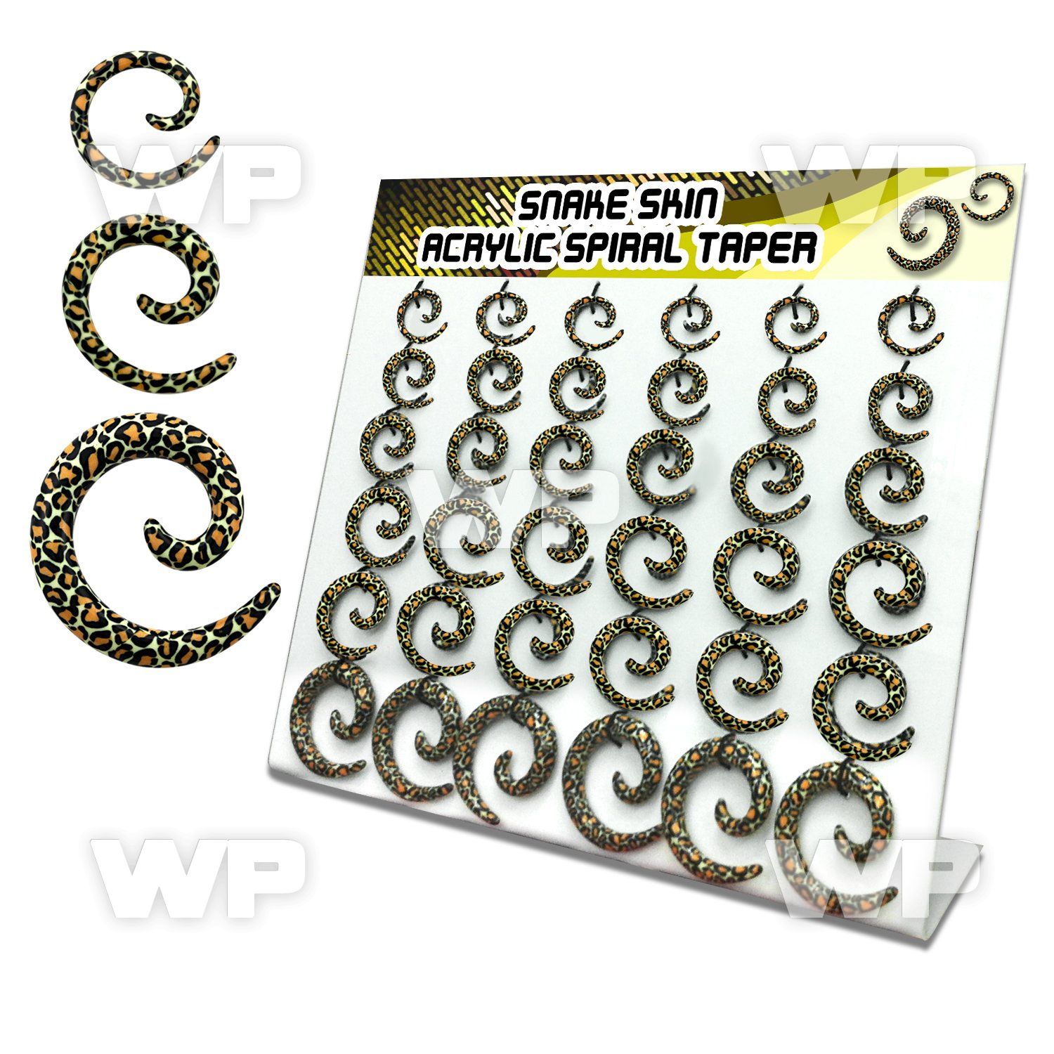 1jfme0 display w acrylic spiral taper snake skin pattern design ear lobe piercing