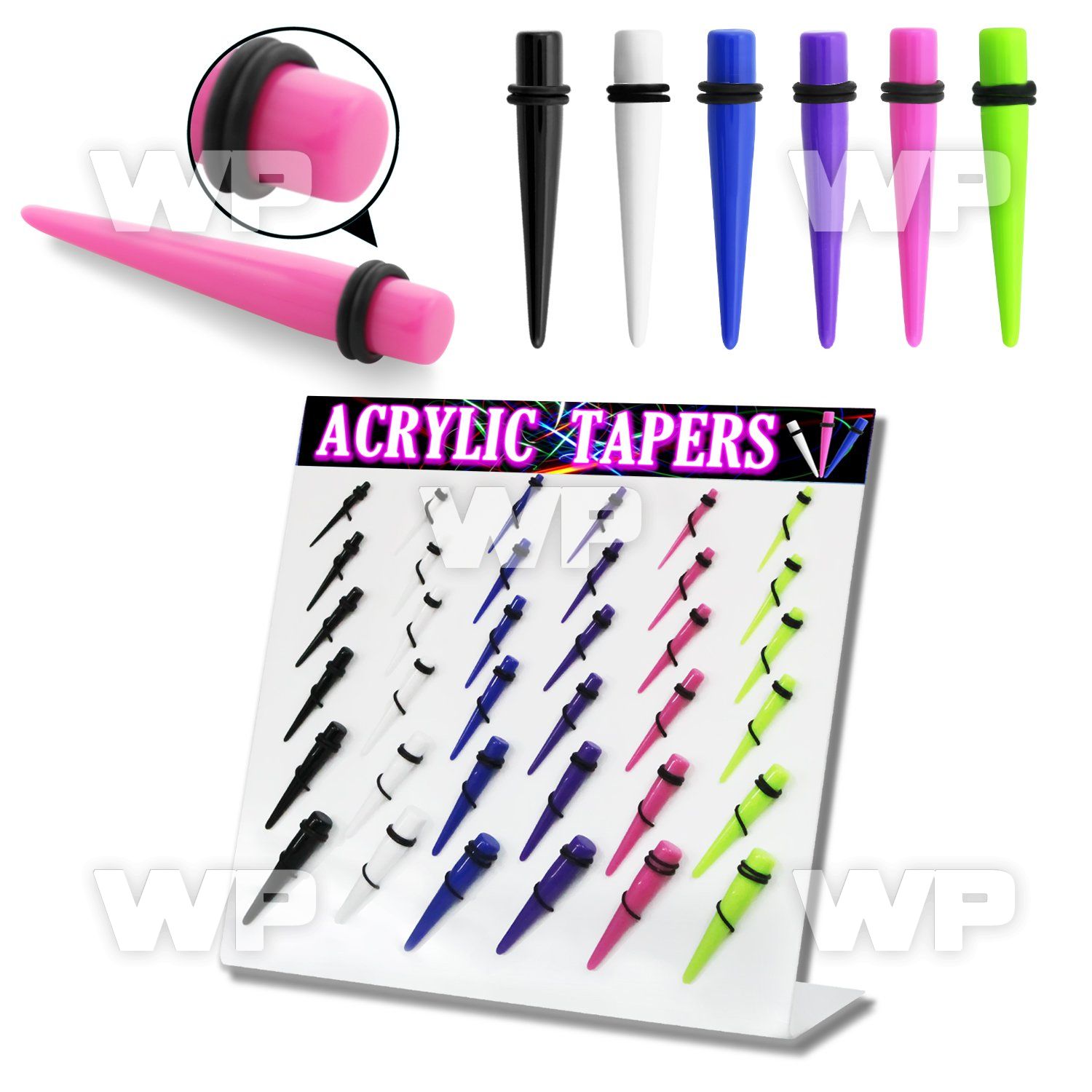 1jfmek display w acrylic tapers in solid colors silicon o ring ear lobe piercing