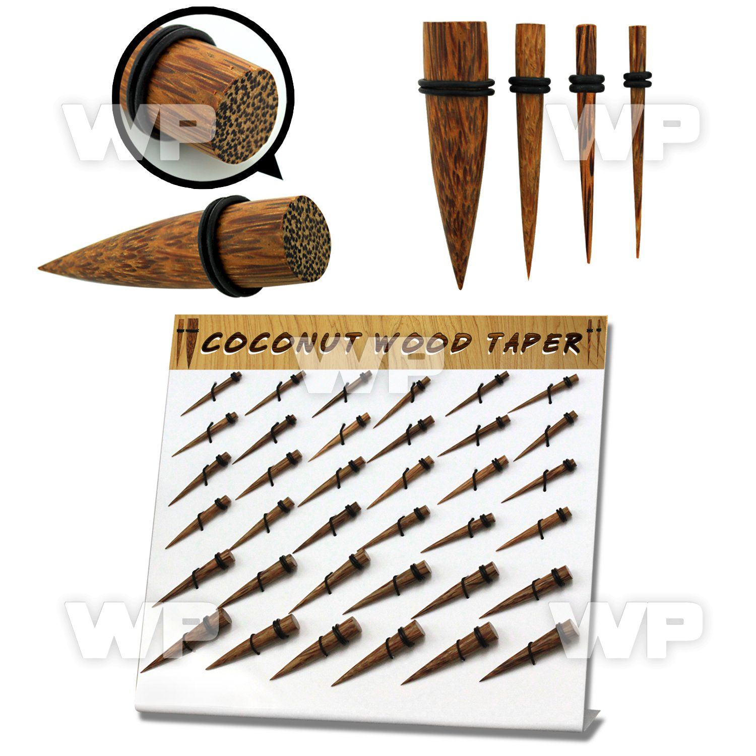 1jfmt display w coconut wood tapers silicon o ring size 3mm 10m ear lobe piercing