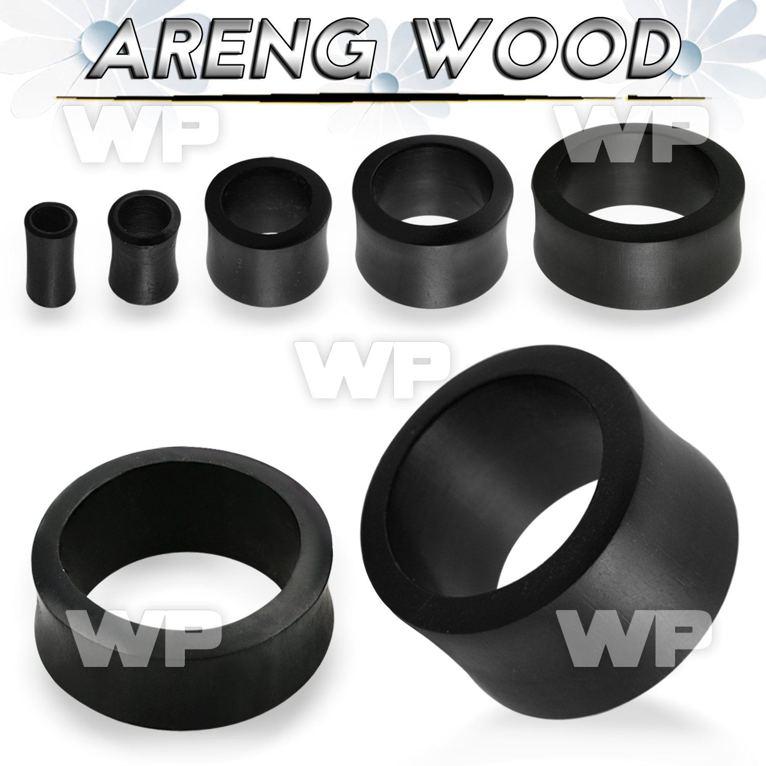 1mo2 black areng wood double flared flesh tunnel ear lobe piercing