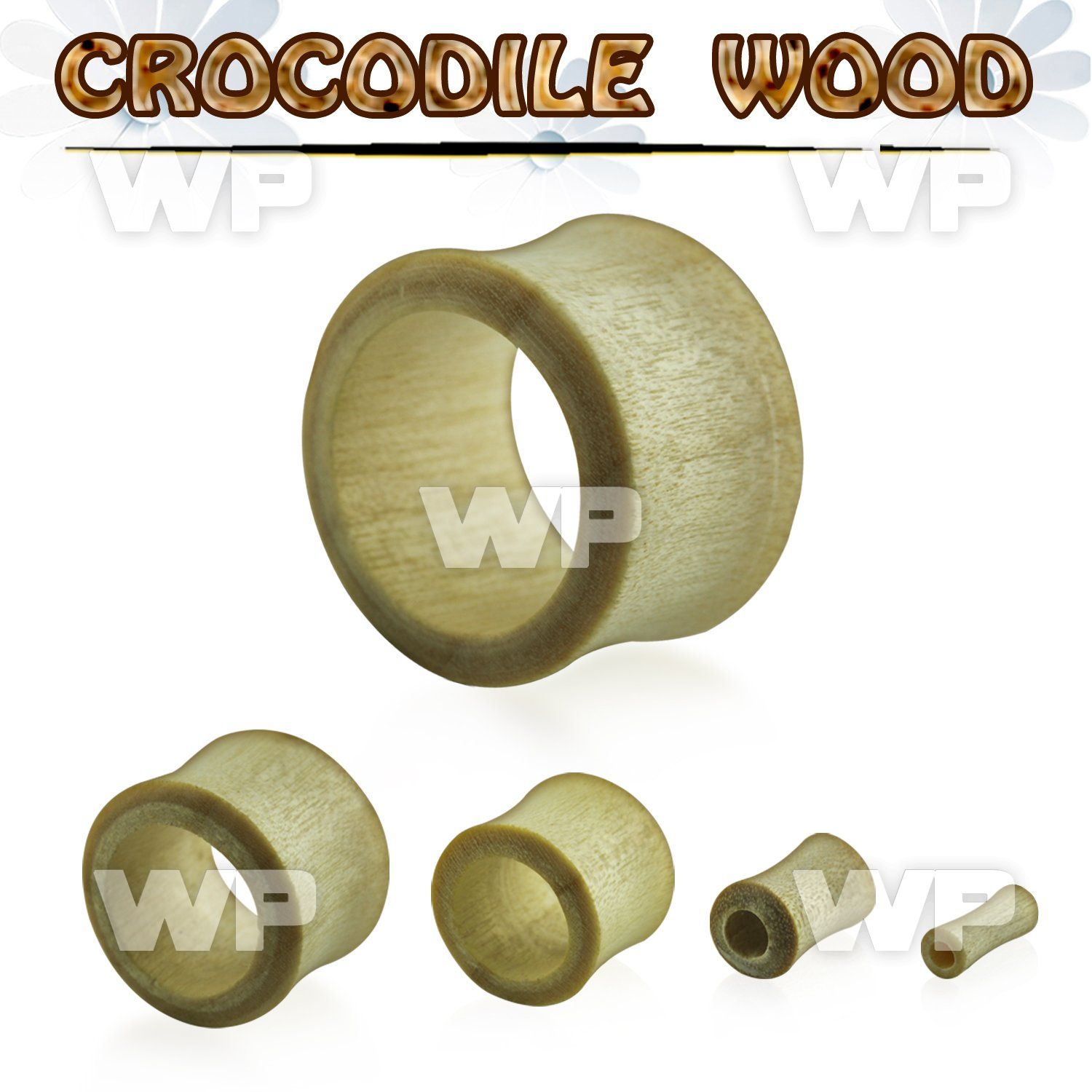 1mon crocodile wood double flared flesh tunnel plug ear lobe piercing