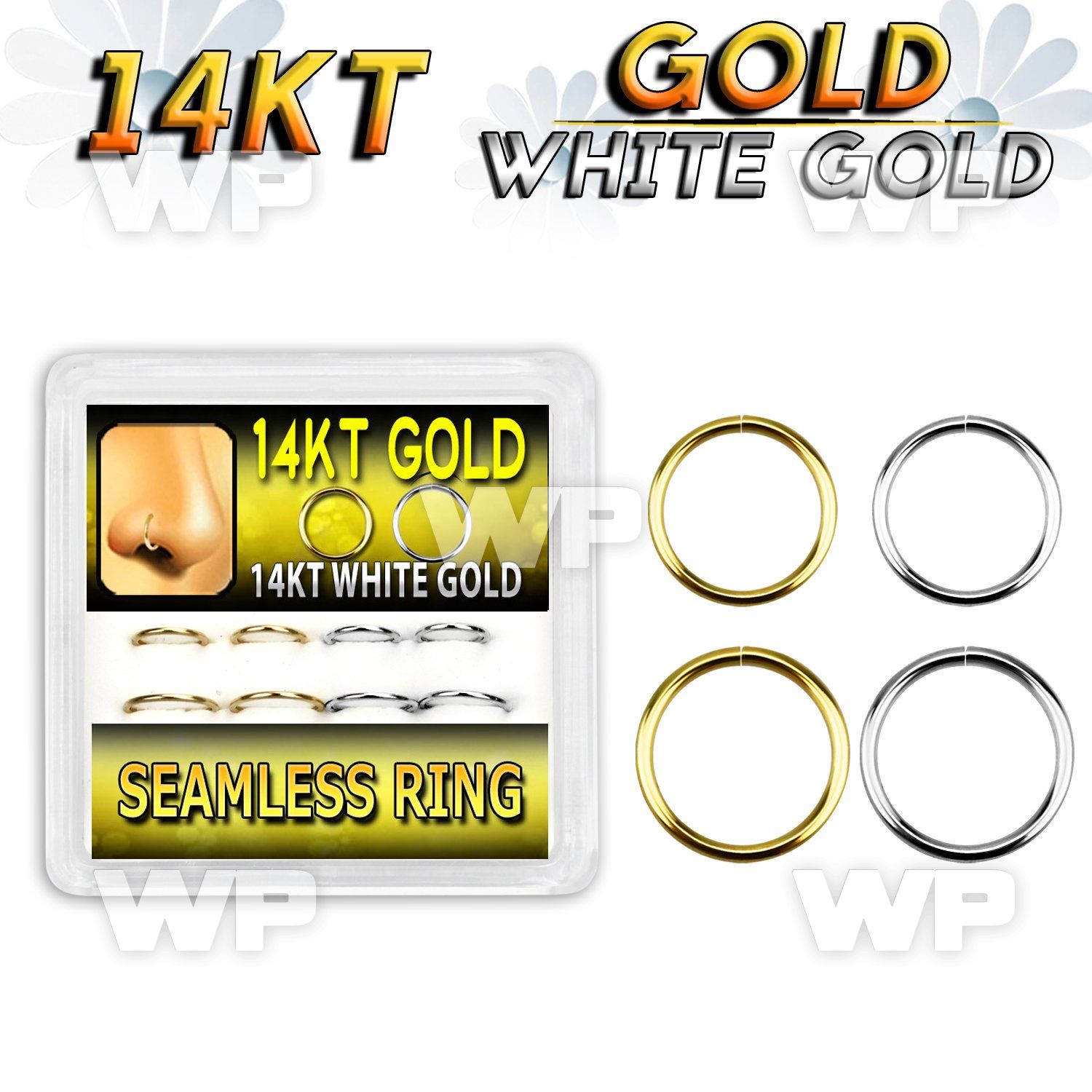 1oi3wbe display box 8 pcs of 14kt gold seamless ring 0 8mm 4 eyebrow piercing