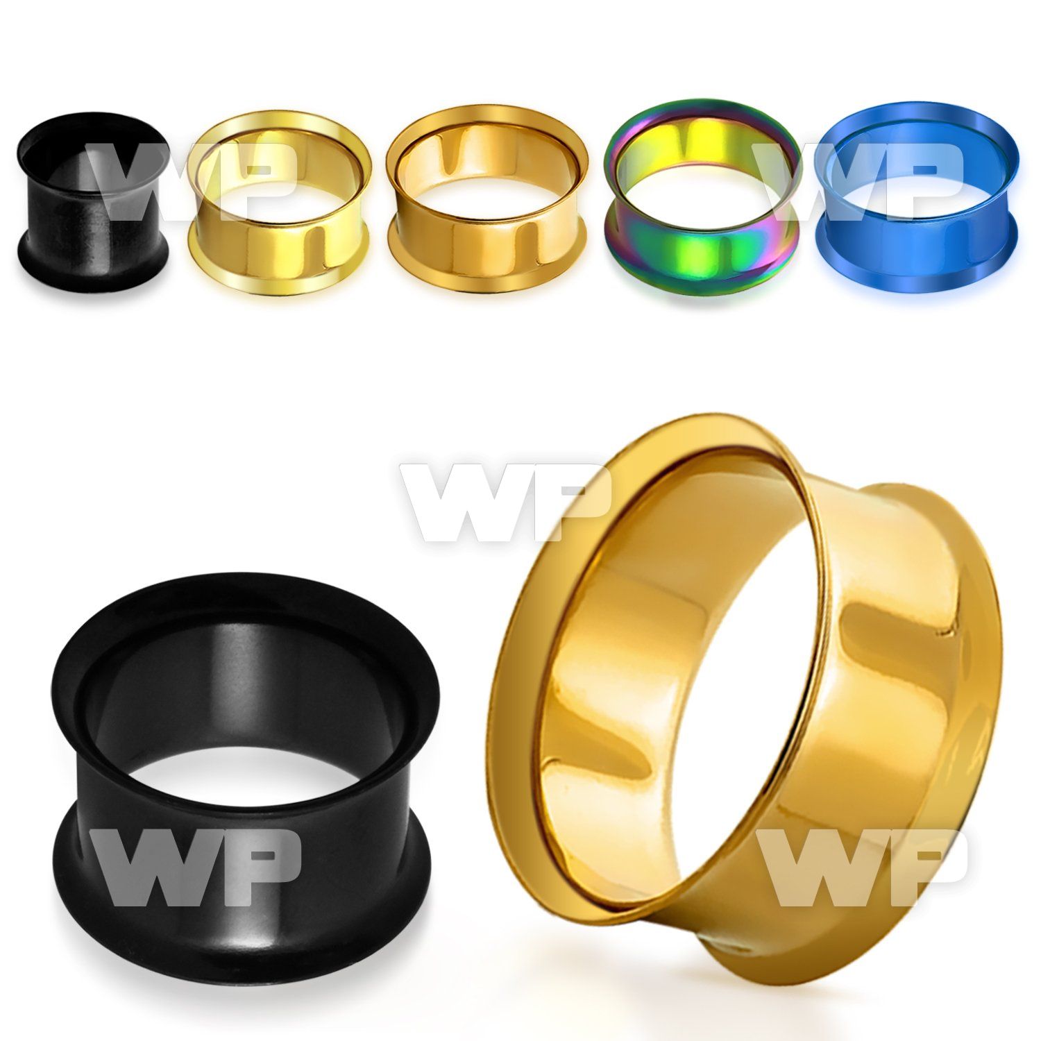 1rmi ion plated surgical steel double flared flesh tunnel ear lobe piercing