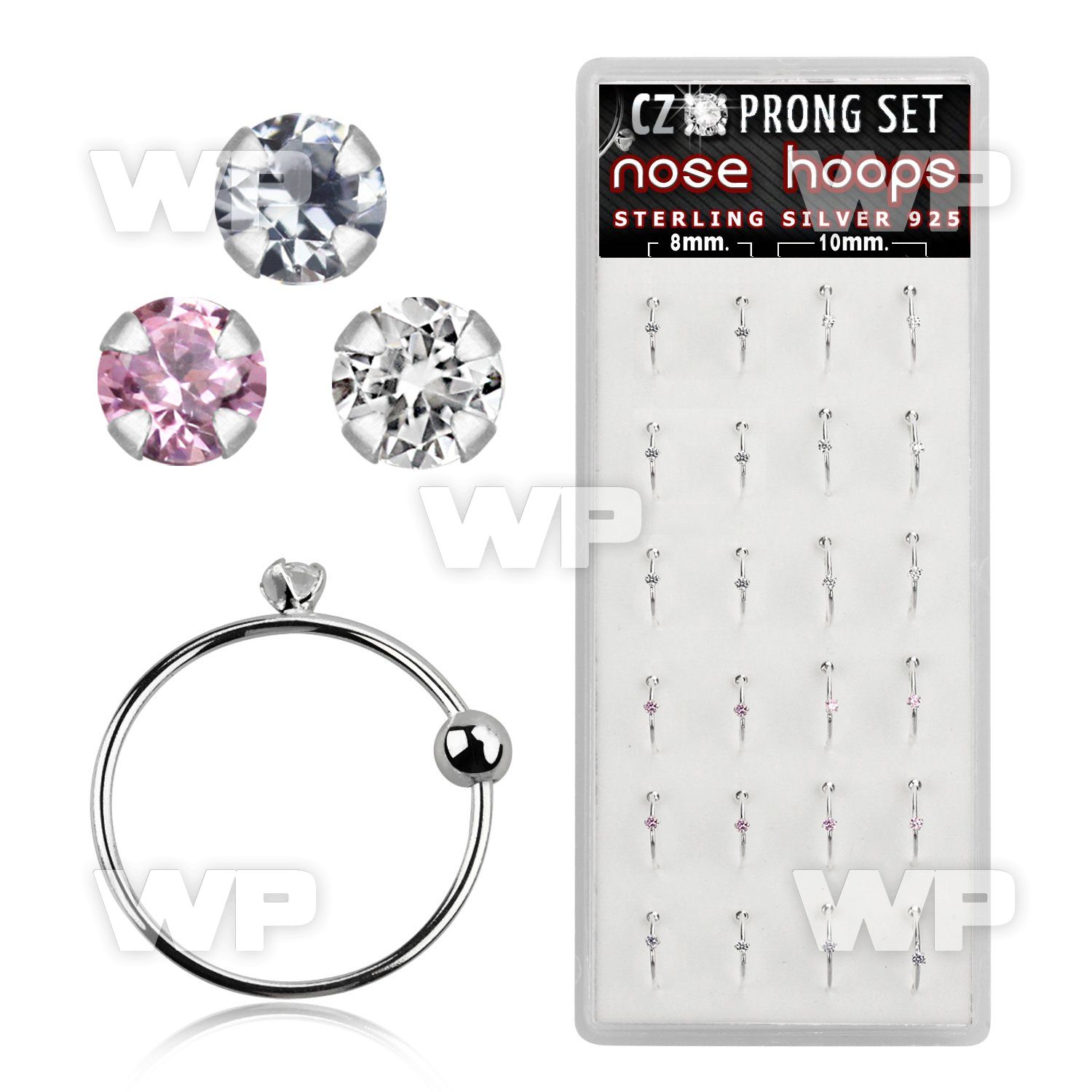 1u3j0t box w silver 925 nose rings closure ball 1 5mm prong set nose piercing