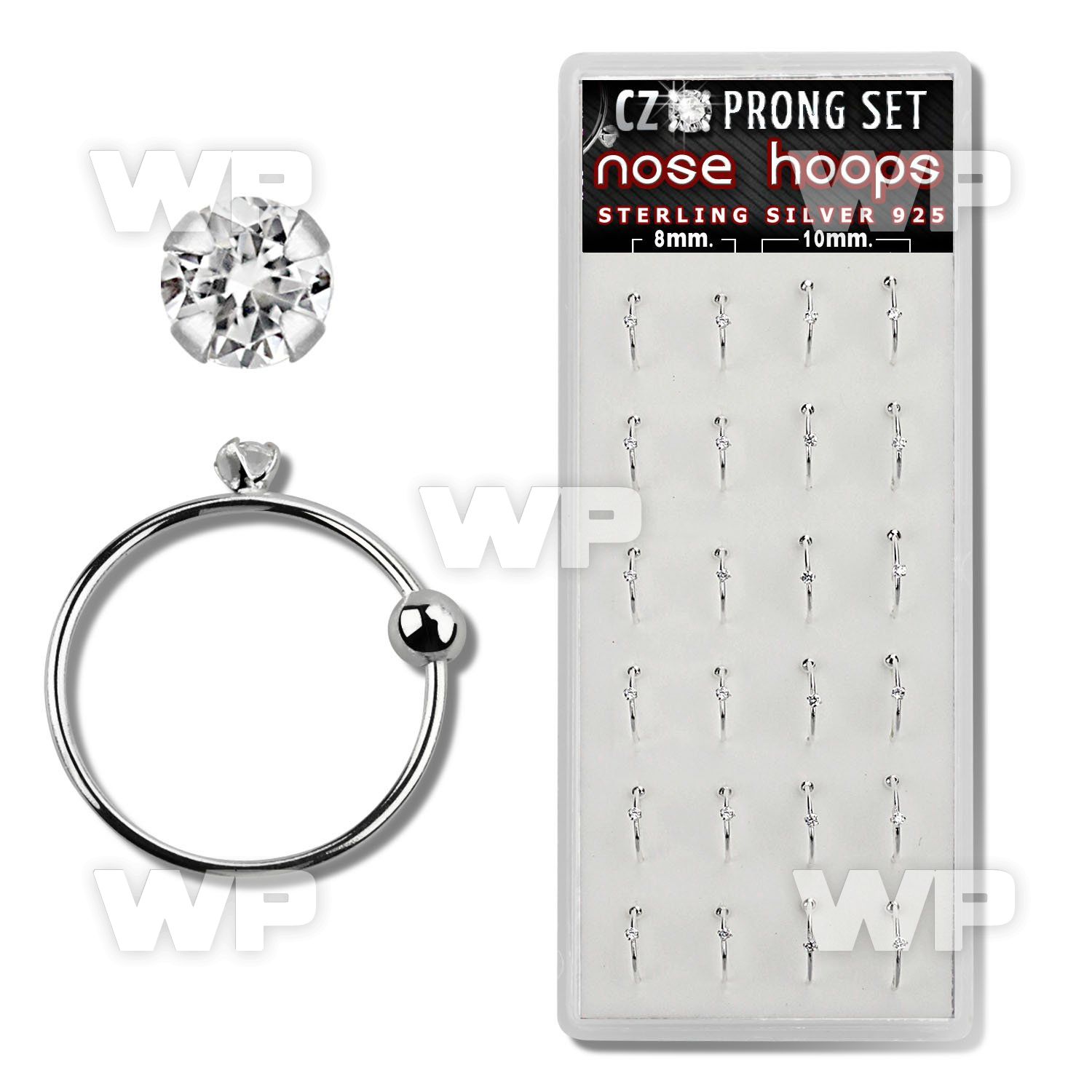 1u3jsp box w silver 925 nose rings closure ball 1 5 mm prong nose piercing