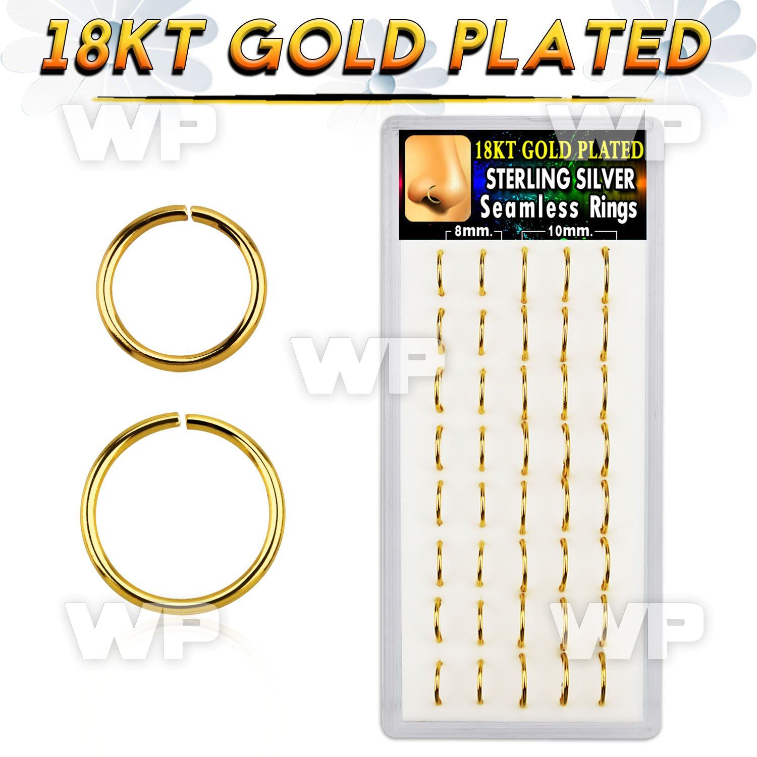 1u3jzt box w silver 925 seamless nose ring s 0 8mm 18k gold pla nose piercing