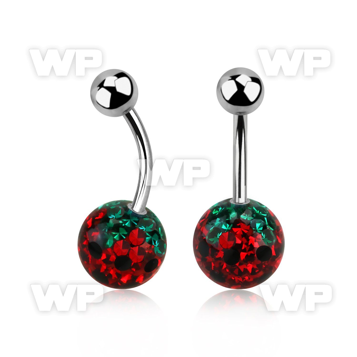 316l steel belly banana w 10mm strawberry ferido ball