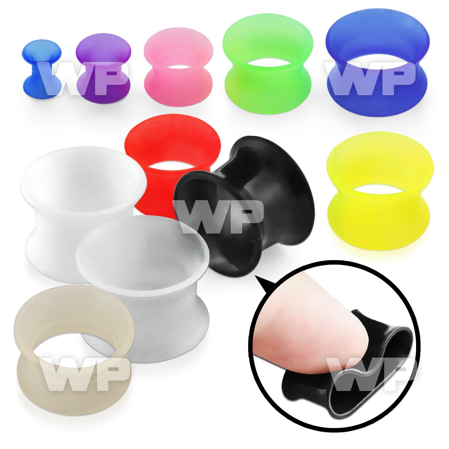 38hr ultra thin silicone double flared flesh tunnel ear lobe piercing