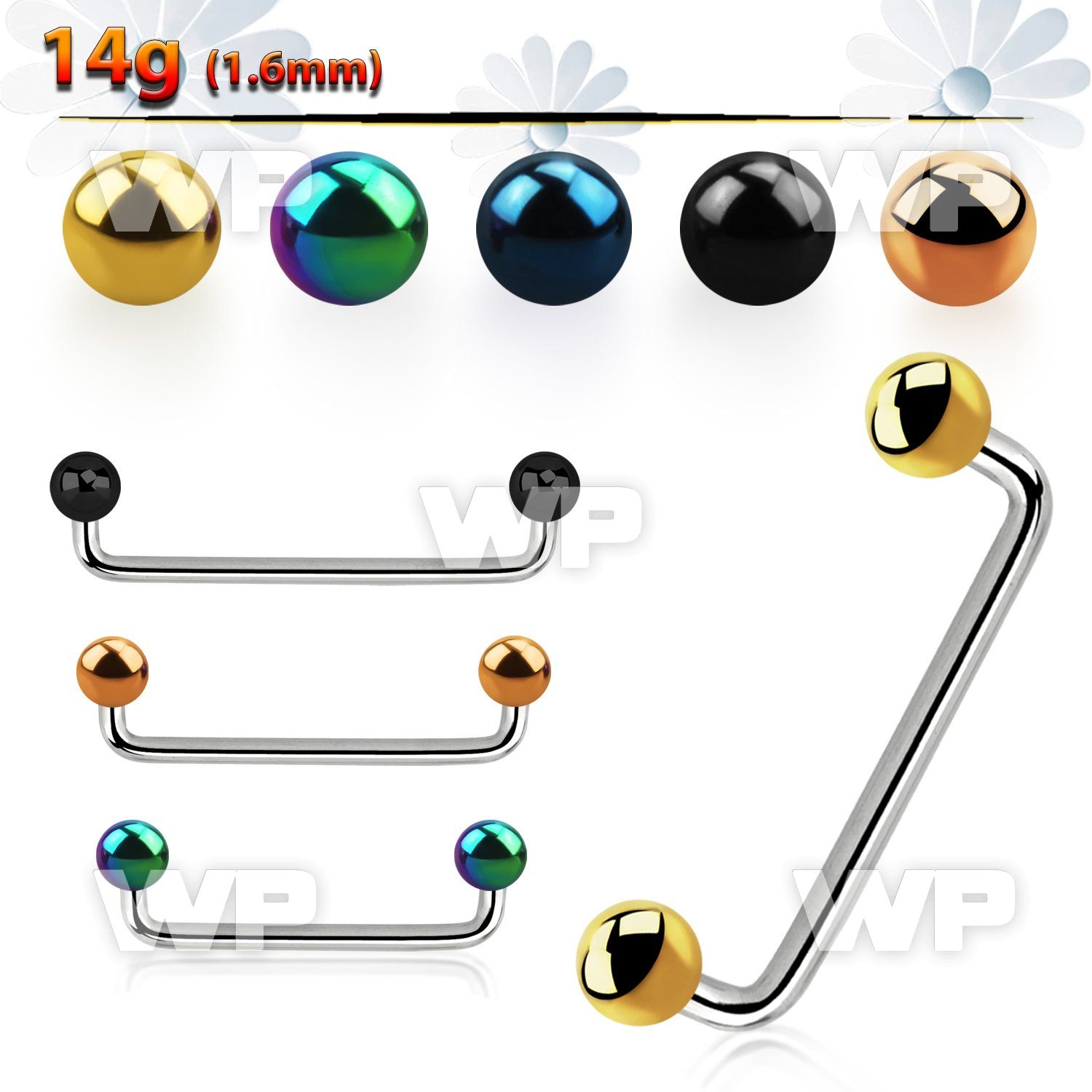 3h14rz 316l steel surface barbell 1 6mm 90 degree angle two surface piercing