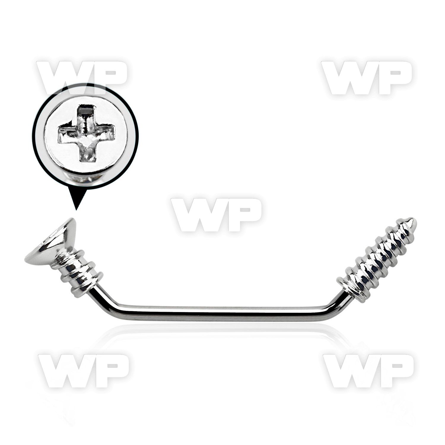 3h436o surgical steel surface barbell 1 6mm 45 degree angle surface piercing