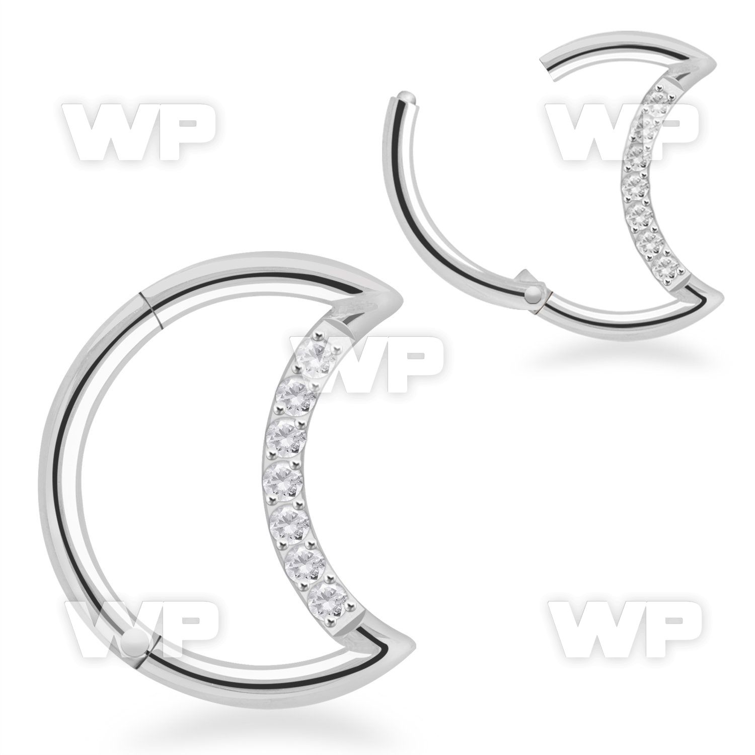 3i3xe steel hinged segment clicker 16g cnc cz crescent moon